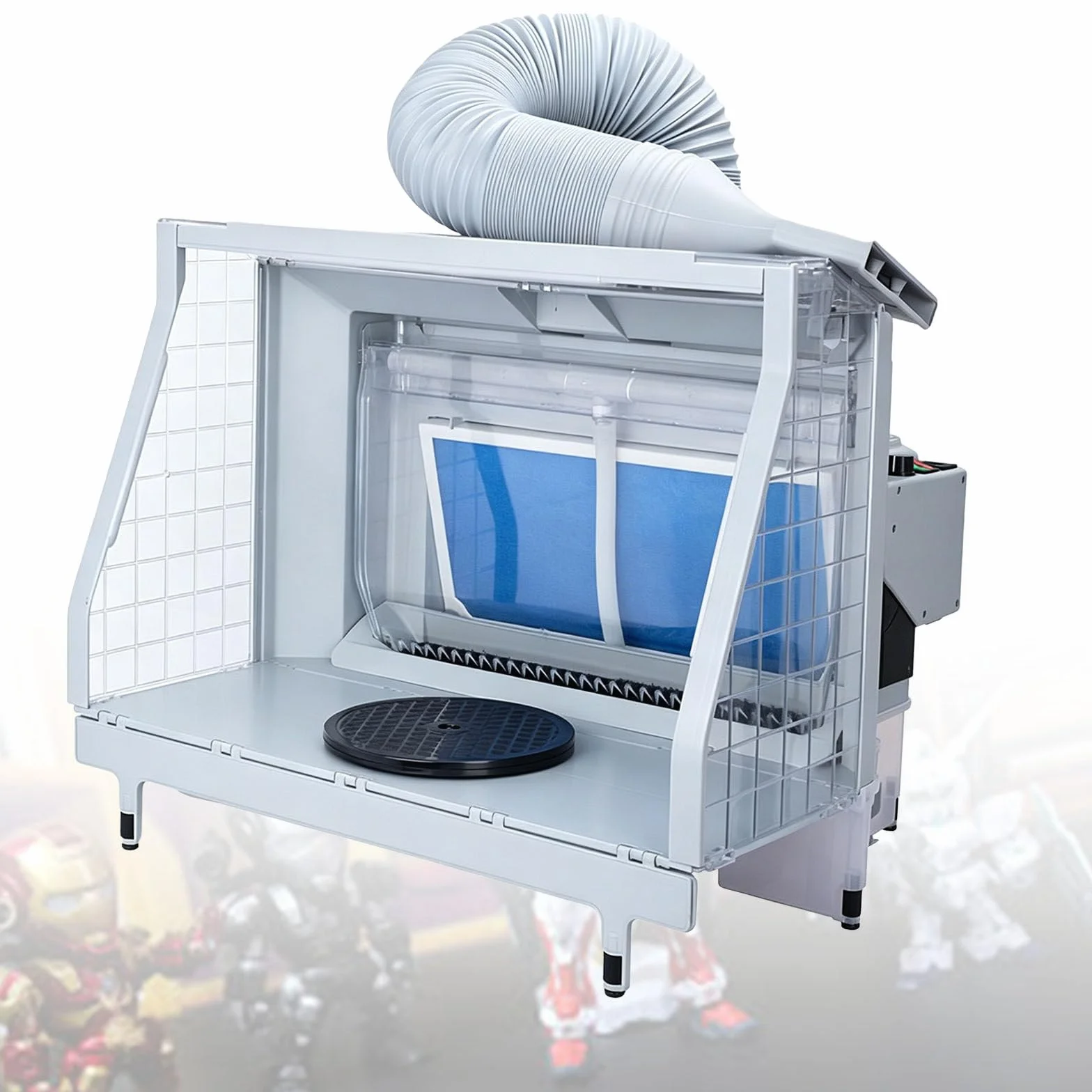 PrzenośNy Zestaw Kabiny Natryskowej Z 3 Listwami śWietlnymi Led I Filtrami 2-Warstwowymi, Obrotowy Stół Roboczy, Do Modeli SamochodóW, Ciast, Zabawek, Ceramiki