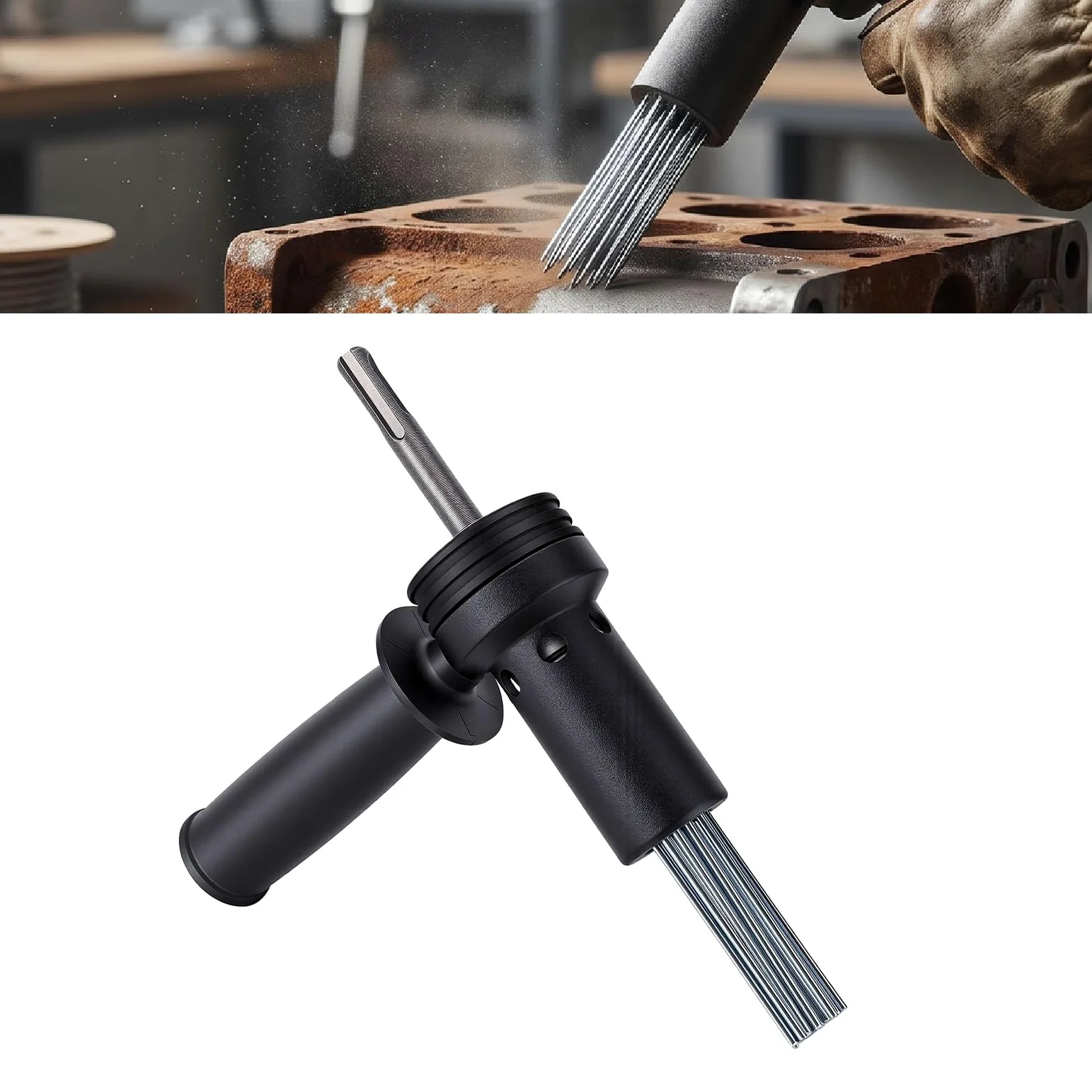 Adapter Igły do ​​młotka Elektrycznego | Adapter do Młotka Elektrycznego, Nasadka do Usuwania Rdzy z 18 Igłami, Antypoślizgowy Uchwyt Zaciskowy, Wstępna Obróbka