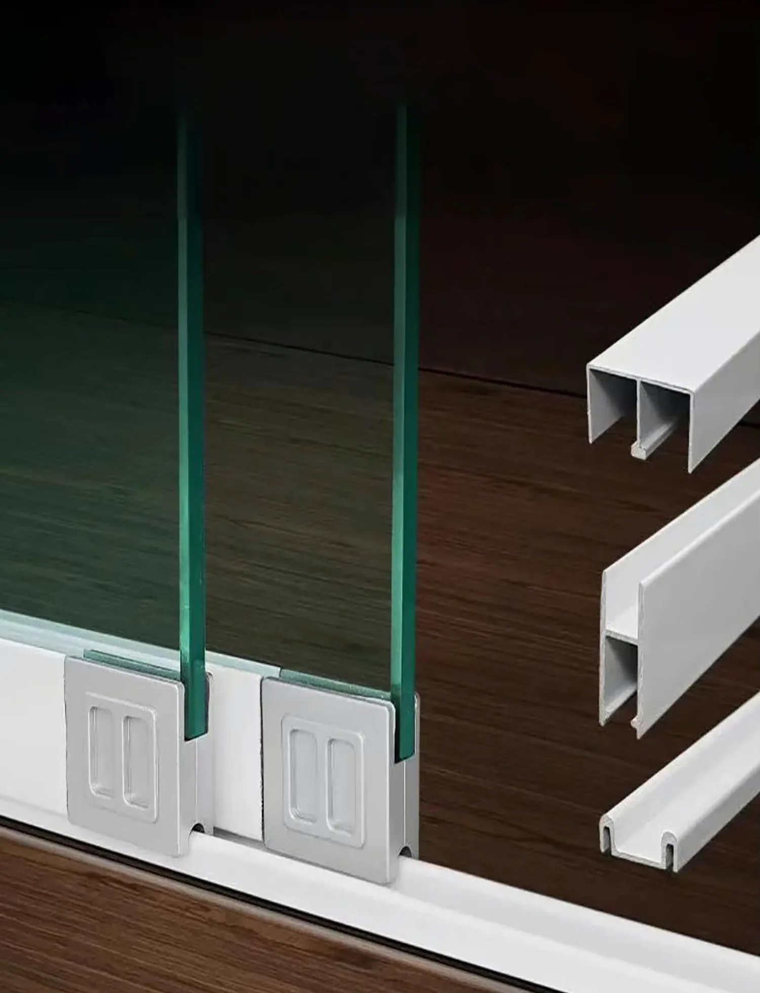 Prowadnice do drzwi przesuwnych, Zestaw aluminiowych prowadnic do drzwi przesuwnych 8 mm szkła akrylowego w kolorze srebrnym, opakowanie 3 szt(170cm/67in)
