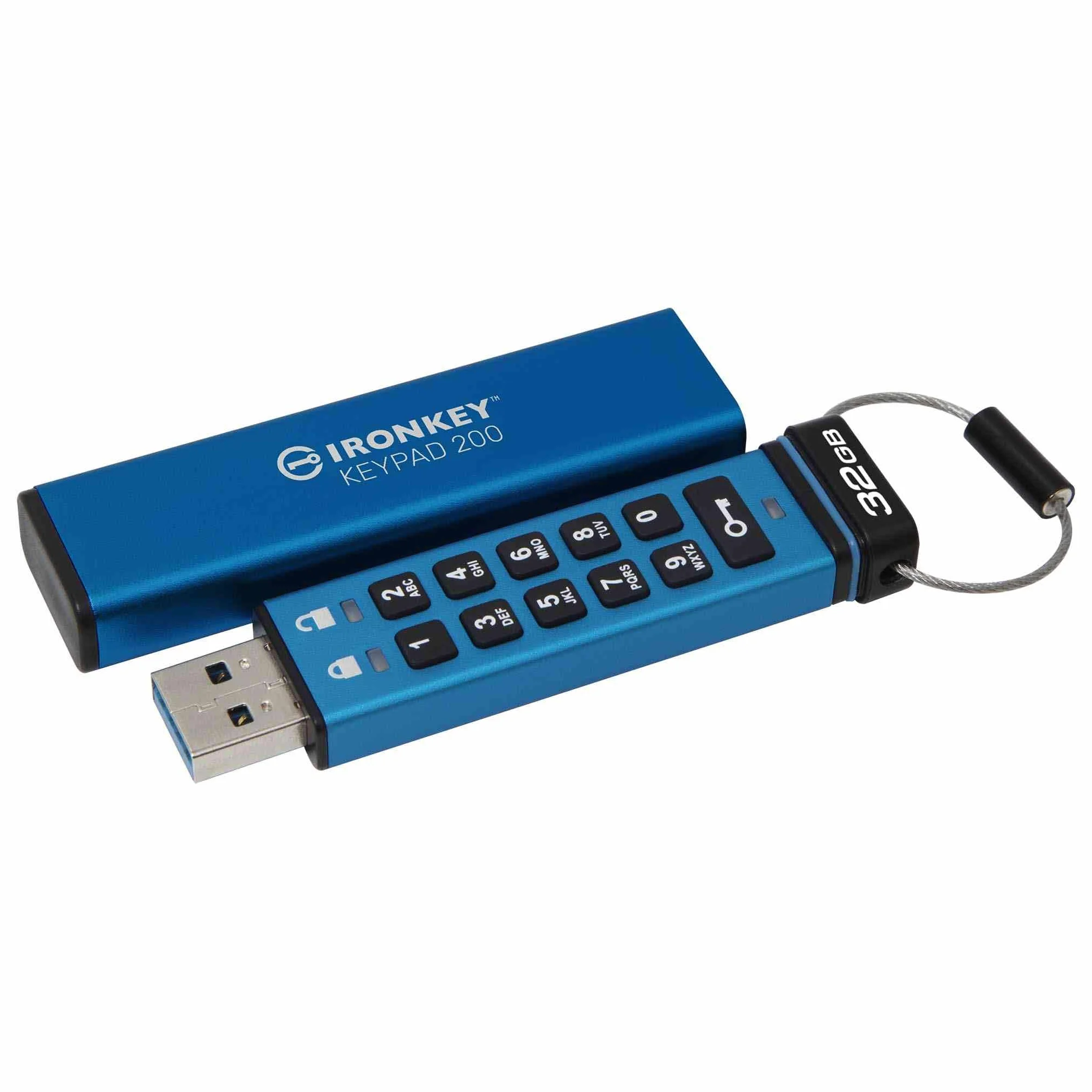 Kingston Klawiatura IronKey 200 typu A szyfrowana sprzętowo pamięć flash USB FIPS 140-3 poziom 3 (w toku) z 256-bitowym szyfrowaniem sprzętowym XTS-AES - IKKP200/32GB