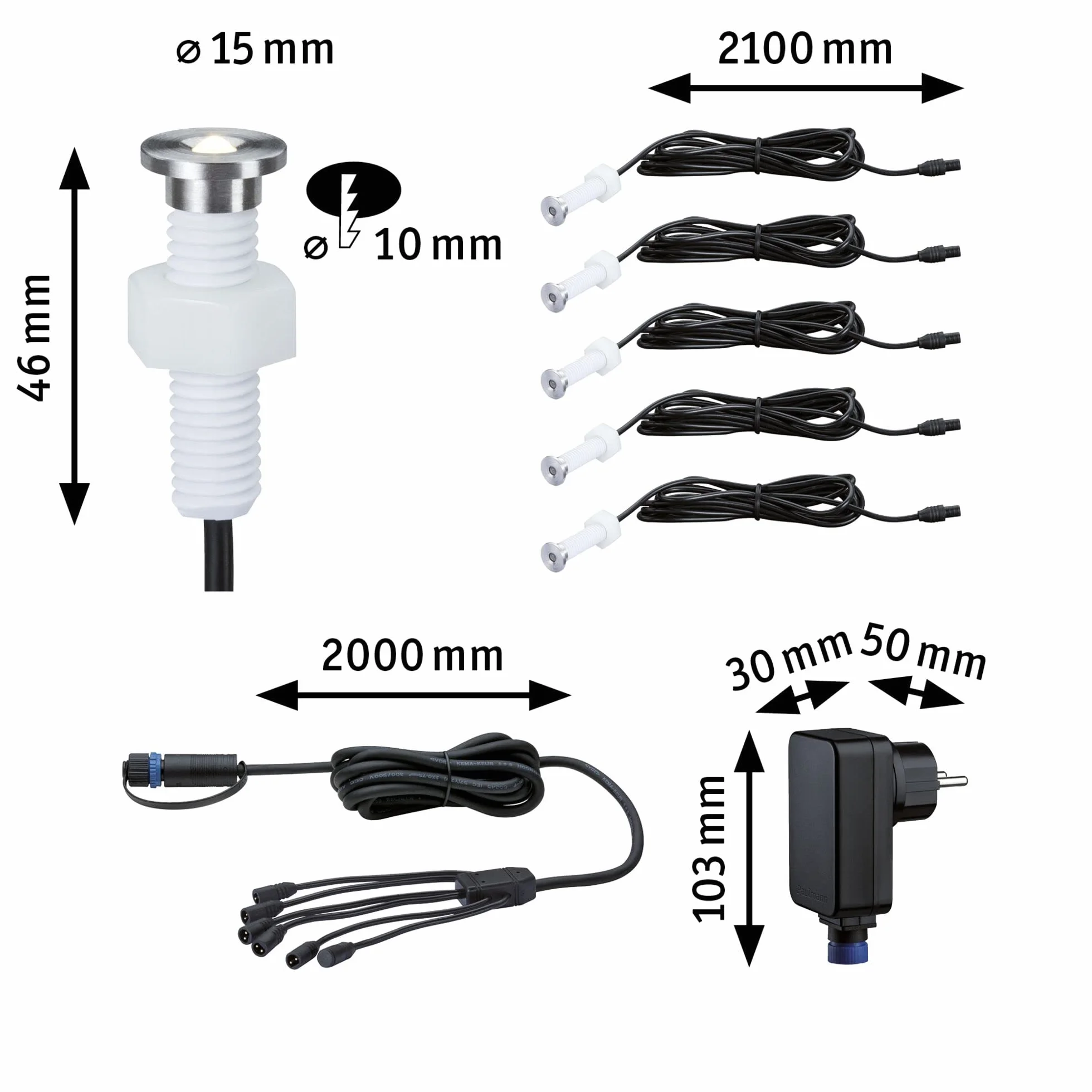 Paulmann 93695 zestaw opraw wpusz. Outdoor Plug&Shine MicroPen II IP67 3000K w kompl. sterownik 93695 opr.wpusz. refl.wpusz. opr.wpusz.zewn.ośw.zewn.