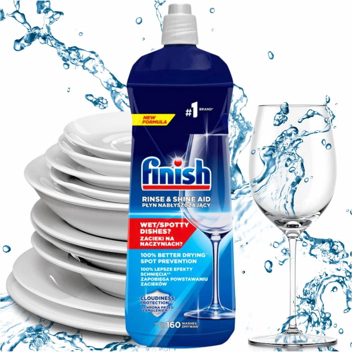 Finish Płyn nabłyszczający i nabłyszczający – do promiennych i suchych naczyń bez plam z wody – megapak o pojemności 800 ml