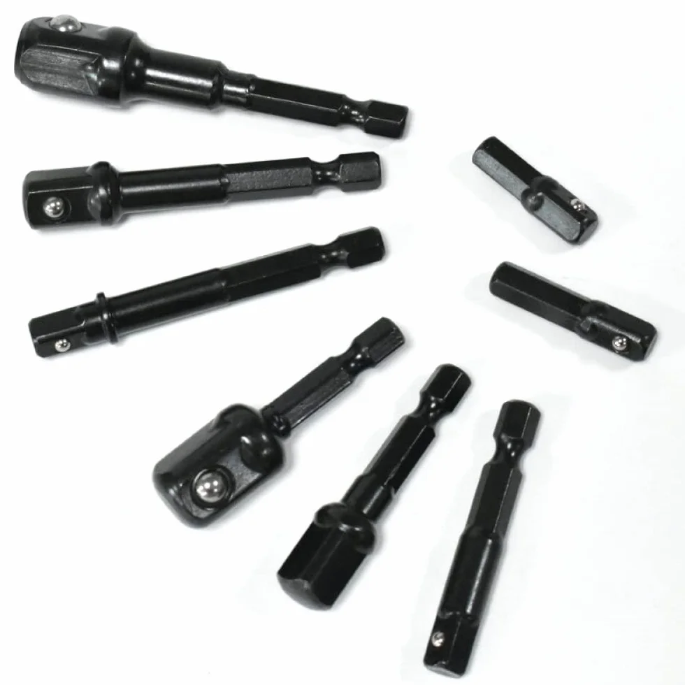 zestawy gniazd sterownika udarowego, Adapter nasadowy wiertarki 1/4'' Przedłużka z chwytem sześciokątnym do wkrętaka udarowego 1/2'' 3/8'' 1/2'' Zestaw adapterów wierteł z łbem kwadratowym Zestaw narz