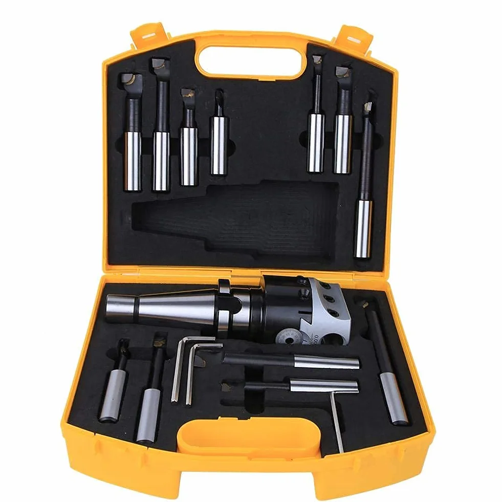 Zestaw do wytaczania, Walfront 40CR Wysokiej jakości zestaw narzędzi do frezowania metrycznego CNC F1-18 o średnicy 75 mm ze schowkiem (NT40-F1-18-12PCS)