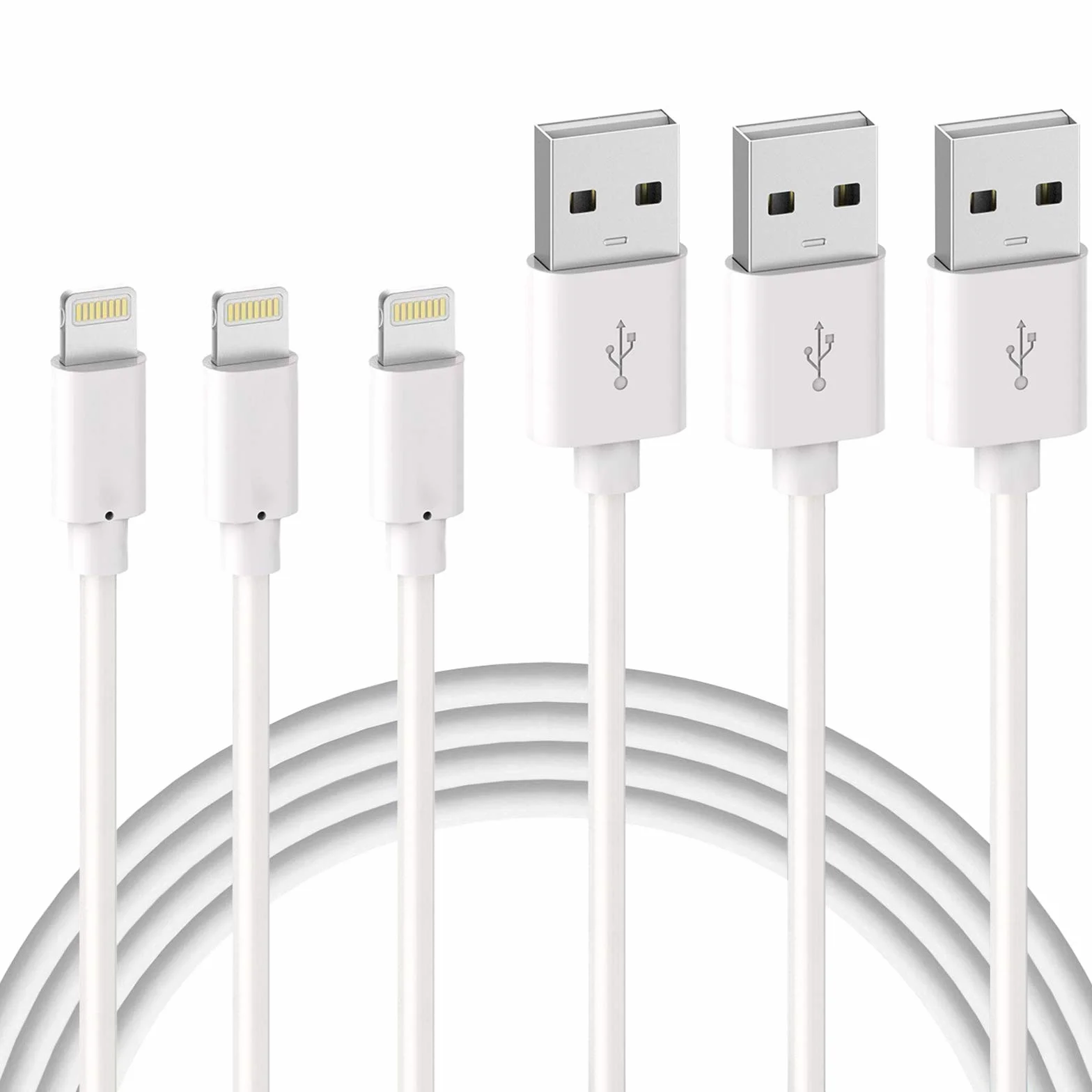 Quntis Zestaw 3 kabli do ładowania iPhone’a, długość 2 m, certyfikowany kabel MFi USB z podświetleniem do ładowania, kompatybilny z iPhonem 11, 12, 13, Pro Max, XR, X, XS, 8 Plus, 8 i iPadem Pro