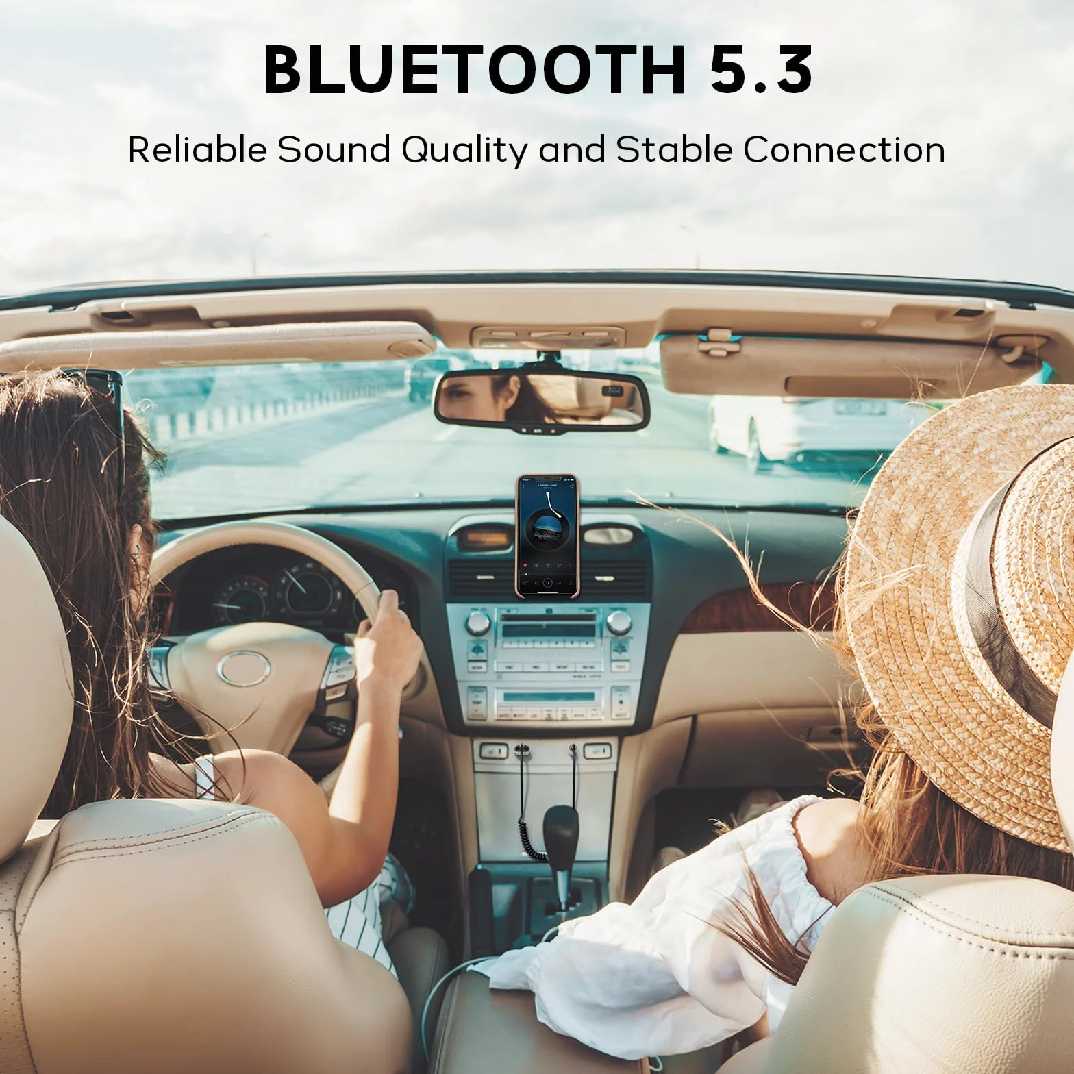 Tobfit Adapter USB Aux Bluetooth 5.3 Jack 3,5 mm AUX odbiornik jack do rozmów telefonicznych i bezprzewodowej muzyki do samochodu z portem USB, głośnikiem, wzmacniaczem