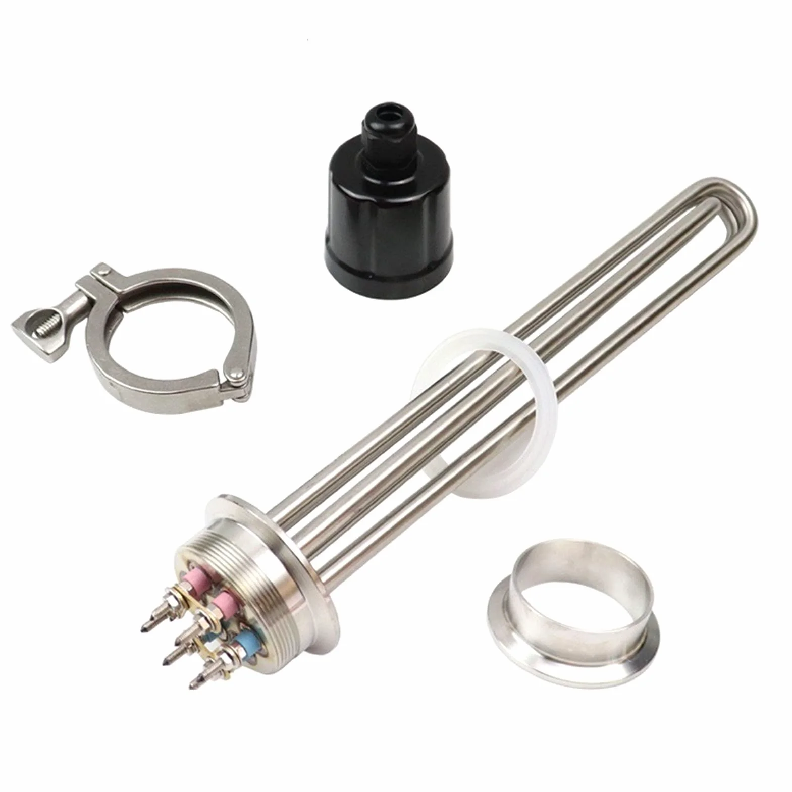 Części podgrzewacza wody 2" Tri-clamp (OD64) 4,5 kW Stal nierdzewna 220 V Element grzewczy Części zamienne do bojlera Grzałka do parzenia (Kolor: Tylko grzałka, Rozmiar: 220 V)(Heater Clamp Set)