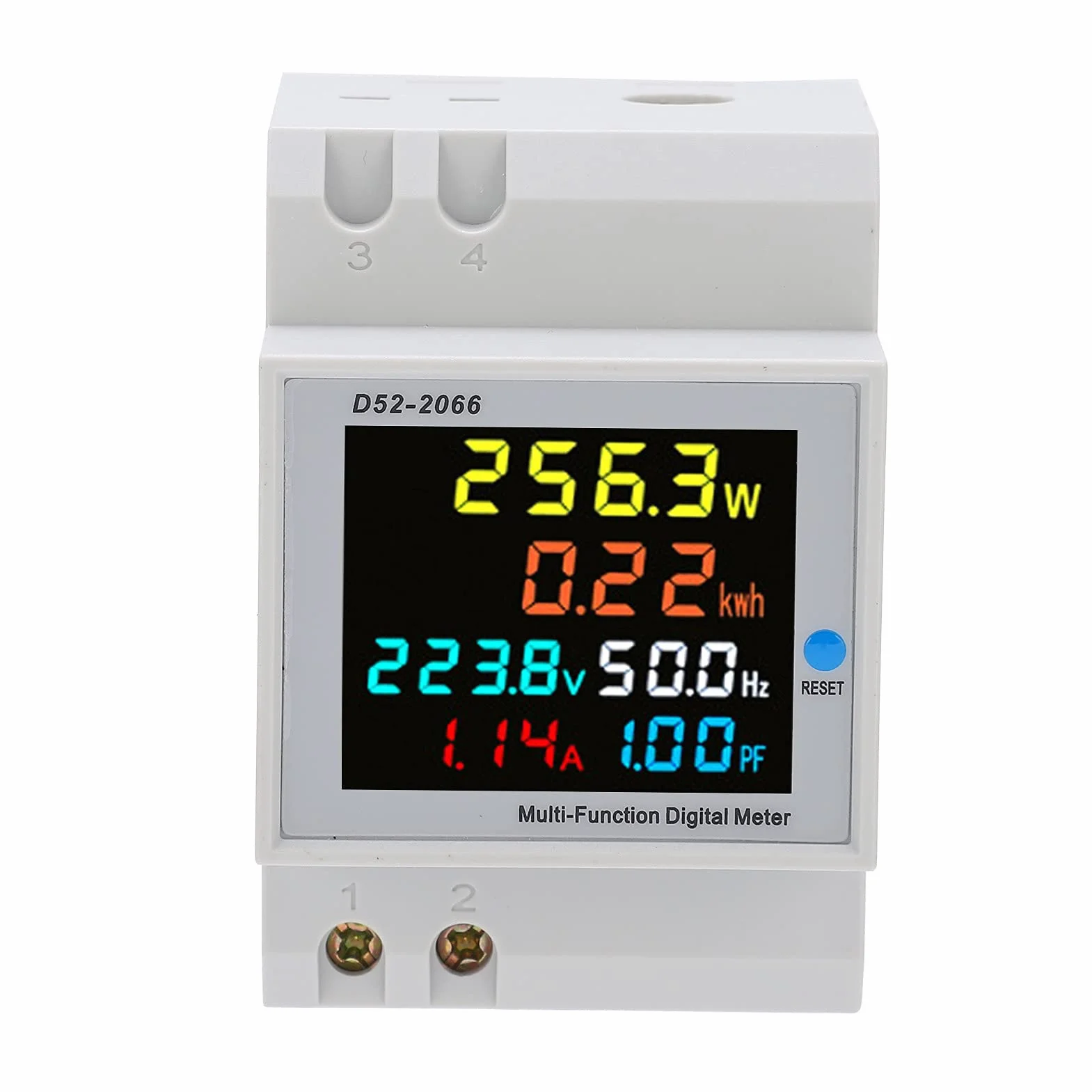 D52 2066 Watomierz Kolorowy Ekran LCD Typ Szyny Domowej 220V Inteligentny Jednofazowy Licznik Energii Monitor Zużycia Energii Elektrycznej AC 40 do 300V