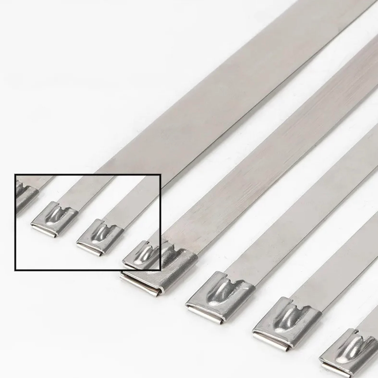 Metalowe opaski zaciskowe Opaski zaciskowe wykrywalne ze stali nierdzewnej 304, opakowanie 10-200 szt., 12 x 100-1000 mm(50pcs,12x1000mm)