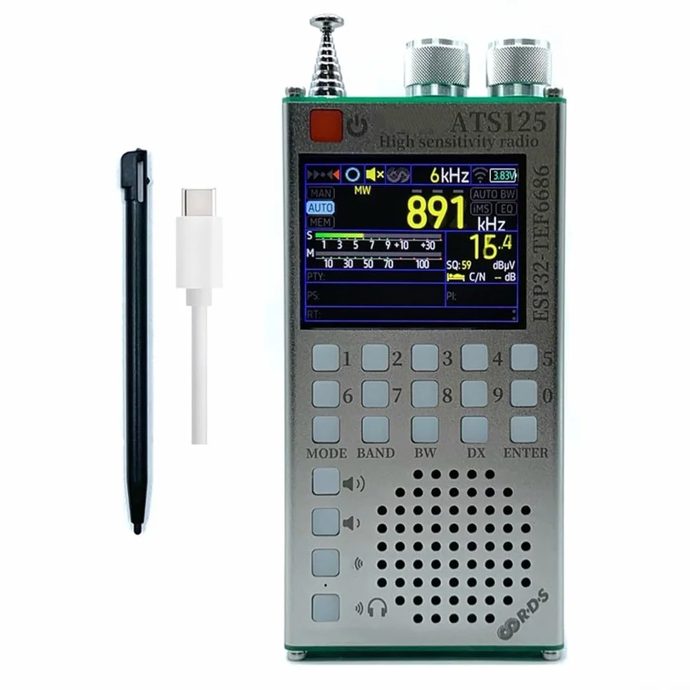 ATS125 przenośny odbiornik radiowy FM SW LW TEF6686 wyświetlacz dotykowy IPS bateria 2500 mAh