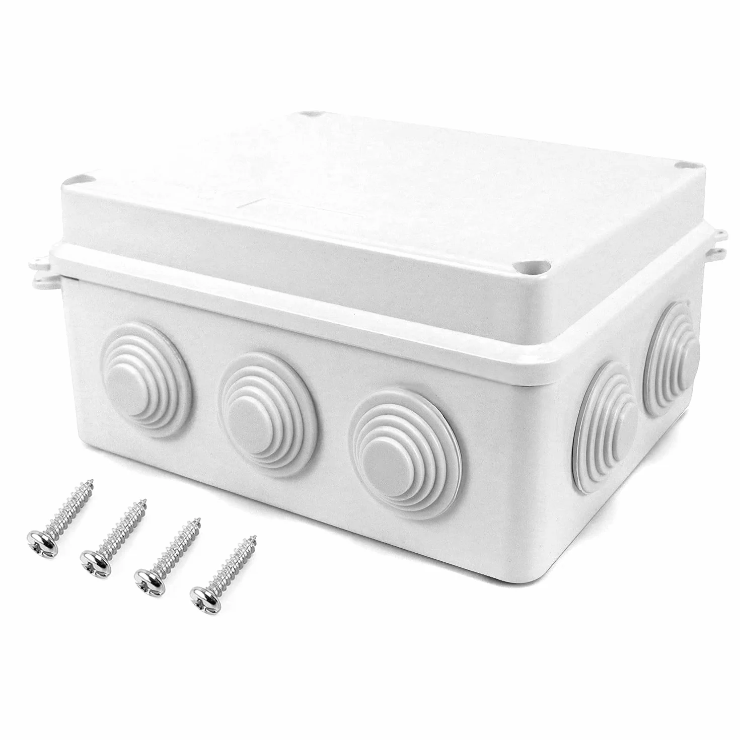 QWORK® Puszka przyłączeniowa natynkowa, puszka przyłączeniowa, wodoodporna, pyłoszczelna, IP65, tworzywo ABS, uniwersalna obudowa projektu elektrycznego, biała, 150 x 110 x 70 mm
