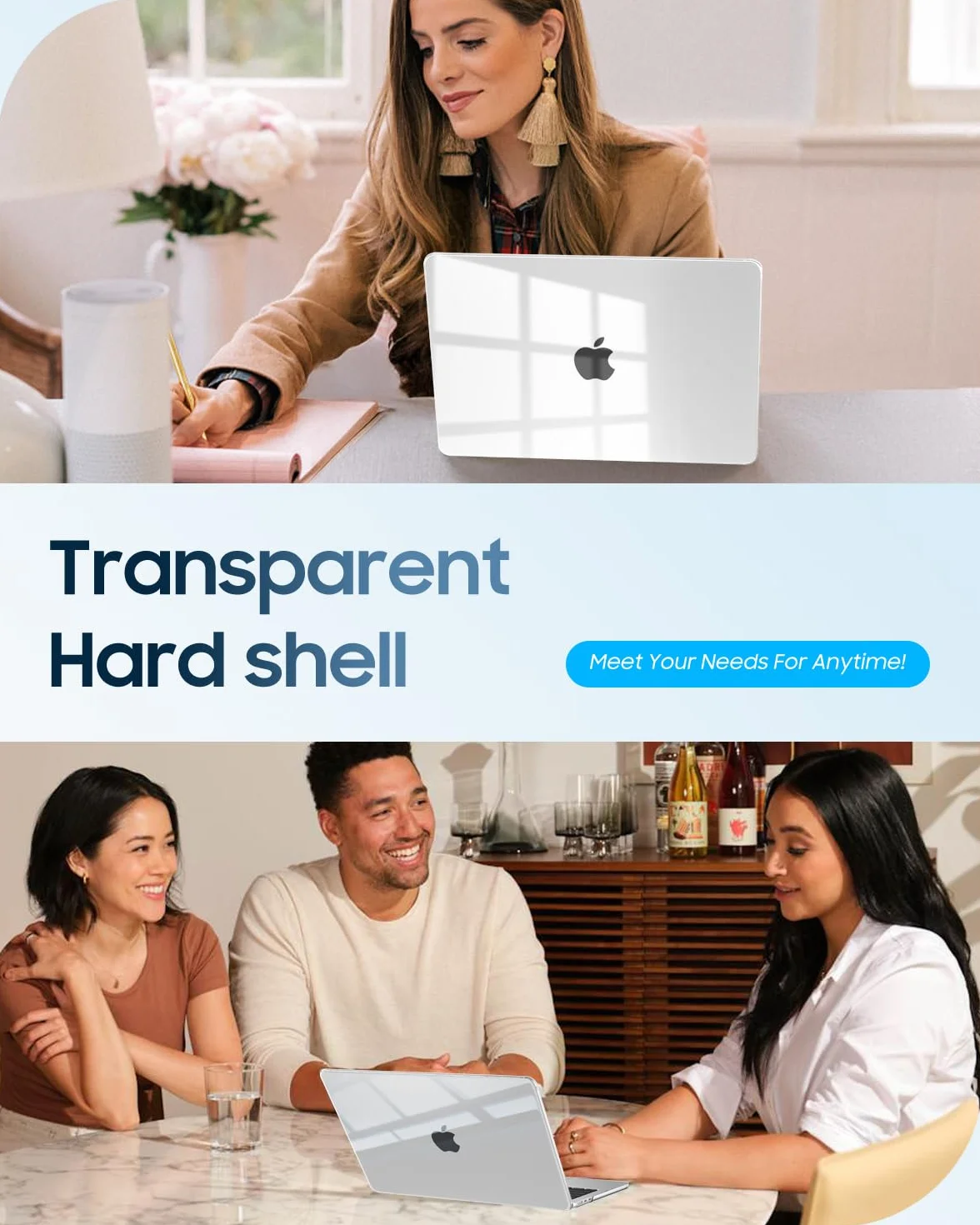 FINTIE Etui kompatybilne z MacBook Air 13,6 cala M5 M4 M3 M2 (2026-2022) A3449 A3240 A3113 A2681, Ultracienkie Twarde Etui Ochronne, Przezroczysty