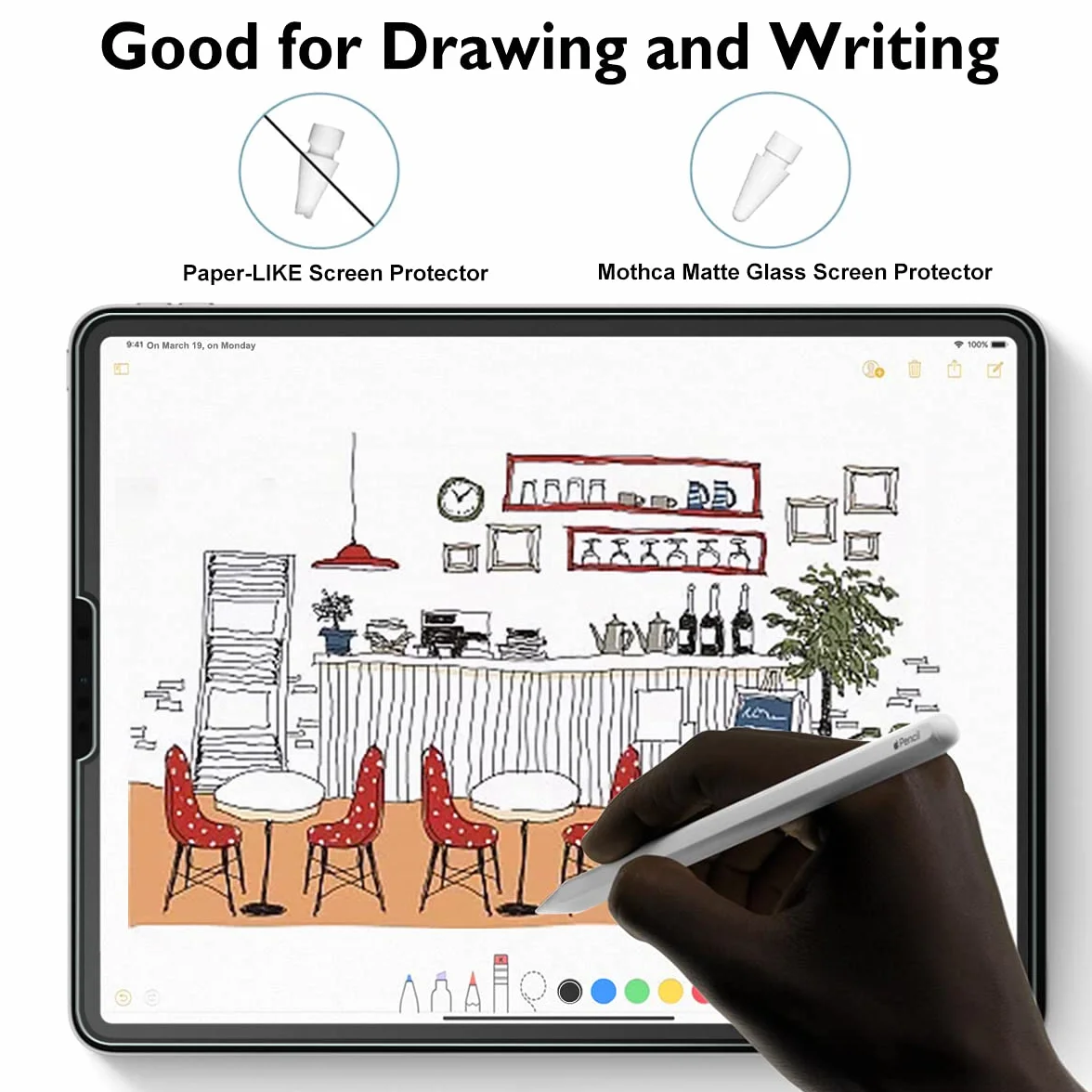 Mothca [2 Sztuki] Folia Ochronna na Ekran do iPad Pro 12,9 Cala (2021/2020/2018, 5./ 4./ 3.Generacja) Matowa Szkło Hartowane Ochrone przed Oślepianiem Efekt Papieru 9H Ochraniacz Ekranu