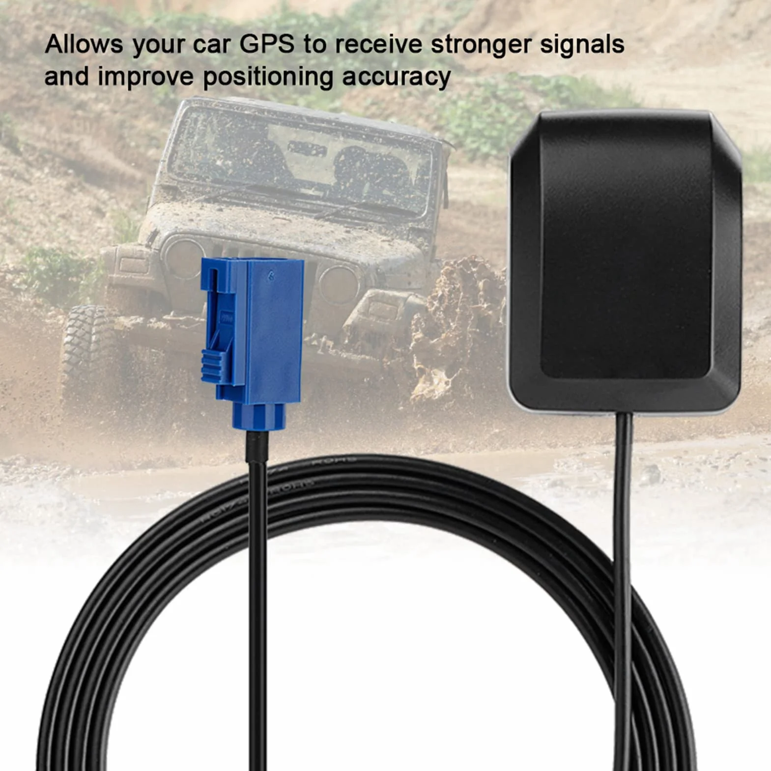 Wodoodporna Antena GPS Samochodowa RG174 2.94m z Podstawą Magnetyczną