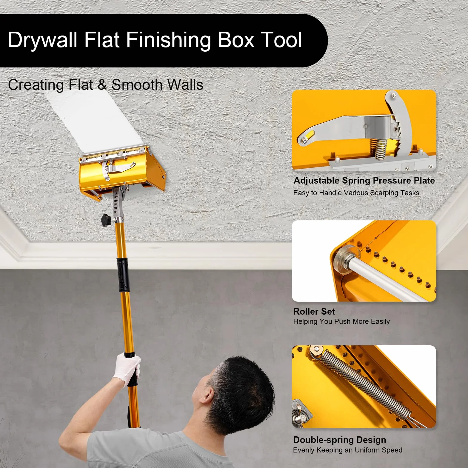 Drywall zestaw do wykańczania płaskich płyt gipsowo-kartonowych, 9,8", do płyt gipsowo-kartonowych, do montażu na płasko, 98 ~ 160 cm