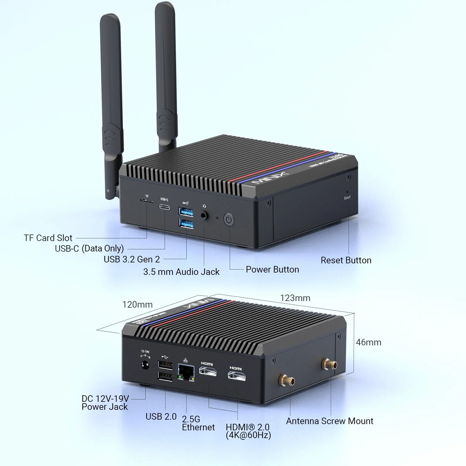 MINIX Z150-0dB Fanless Mini PC Intel N150 16GB DDR4 512GB SSD 4K Dual Display 2.5G LAN USB-C Vesa Mount