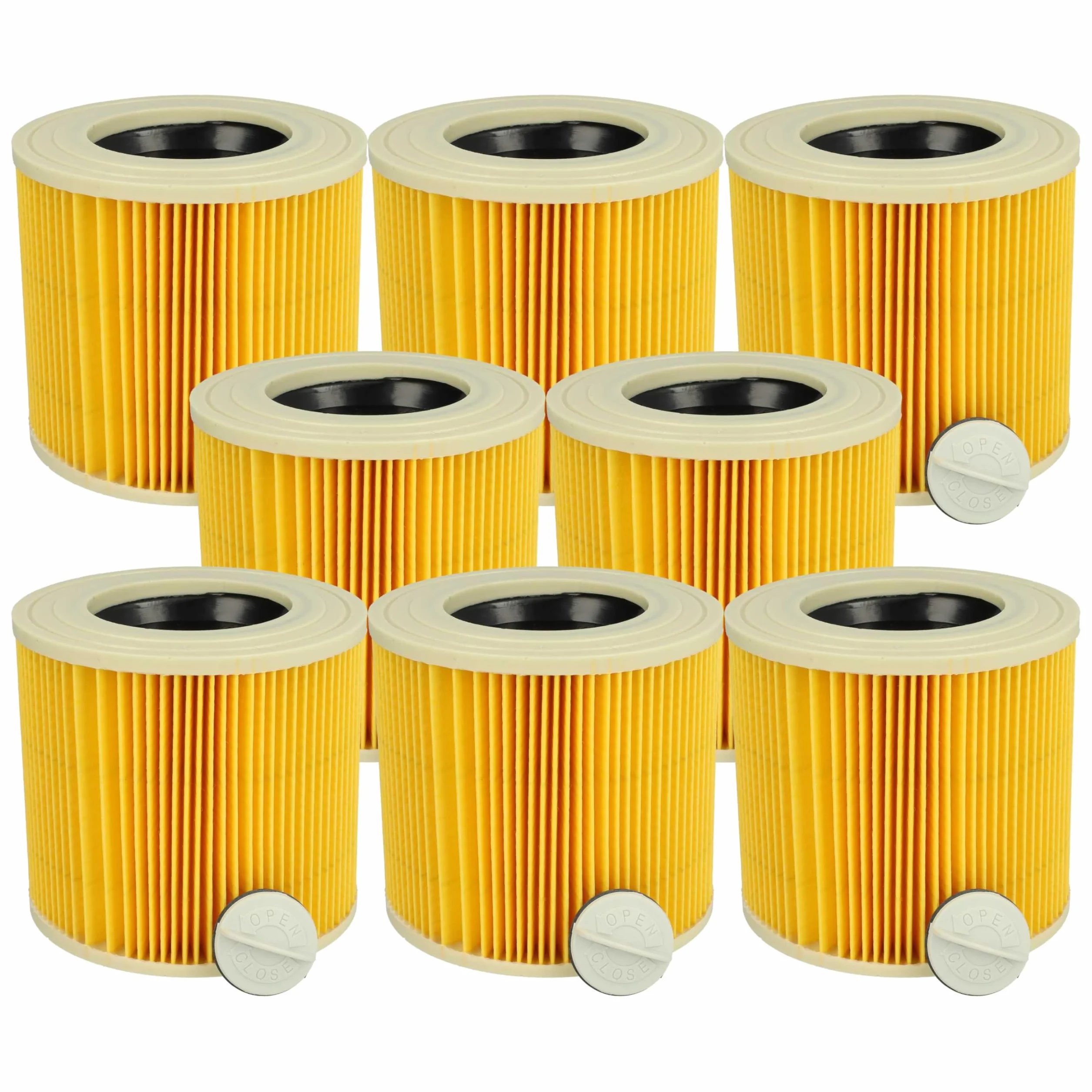 vhbw 8 x filtr harmonijkowy kompatybilny z Kärcher WD 2 Home | WD 2 Plus V-12, WD 2 Plus V-12/4/18/C odkurzacz - filtr nabojowy żółty zmywalny