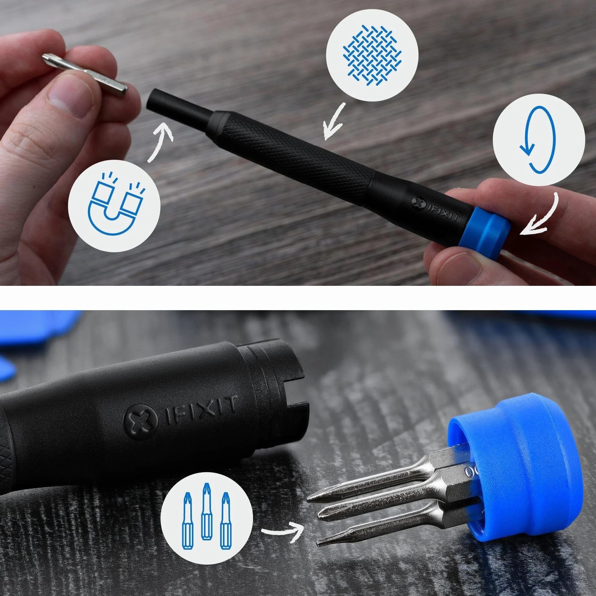 iFixit Moray Precision Bit Set, zestaw bitów z 32 precyzyjnymi bitami (4 mm) i śrubokrętem do naprawy smartfonów, konsol, laptopów i innych urządzeń