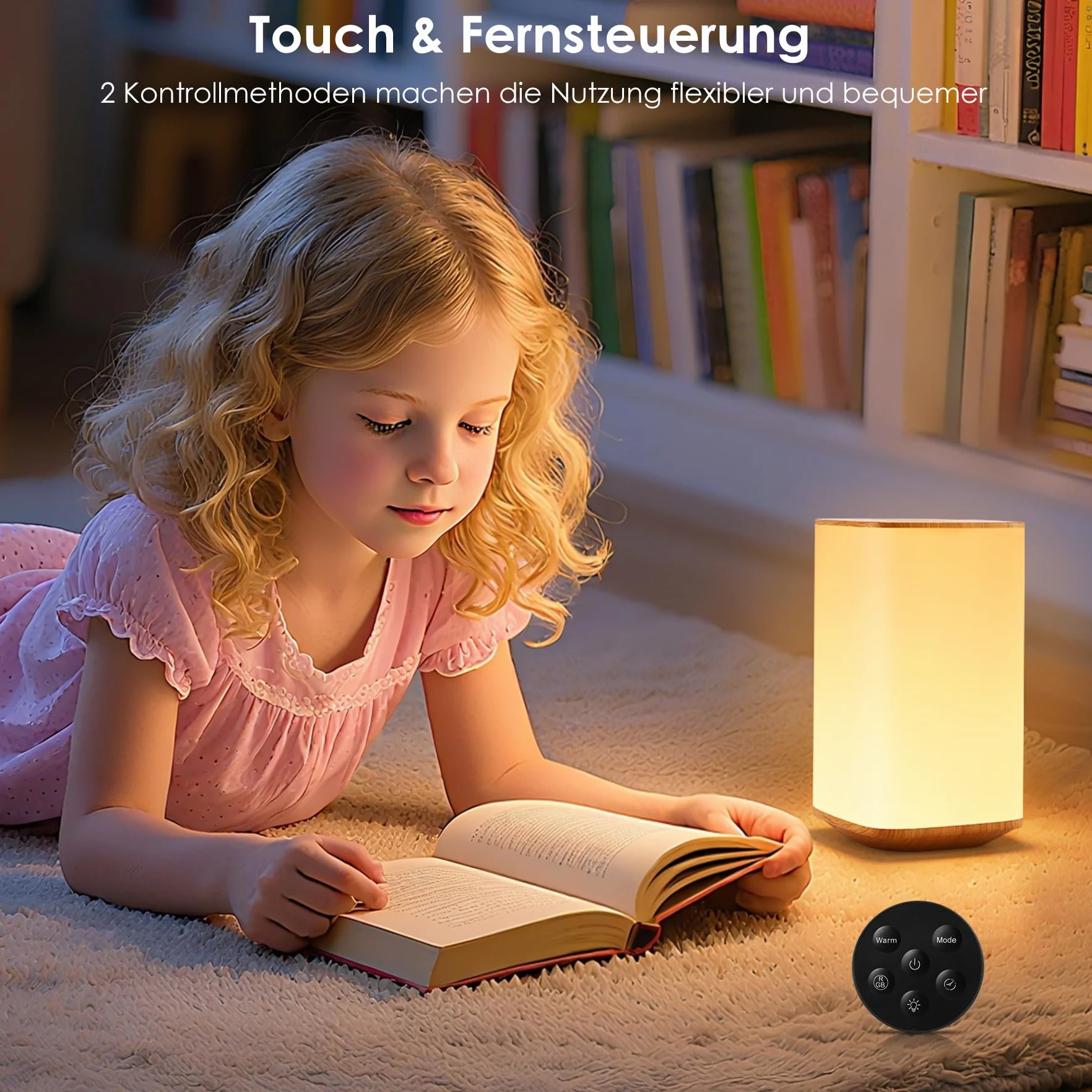 Bonsery Lampka nocna dotykowa, ściemniana, z 3 temperaturami barwowymi i 256 kolorami, 3000 mAh, akumulatorowa, lampa stołowa ładowana z pilotem zdalnego sterowania, lampka nocna dla niemowląt, z