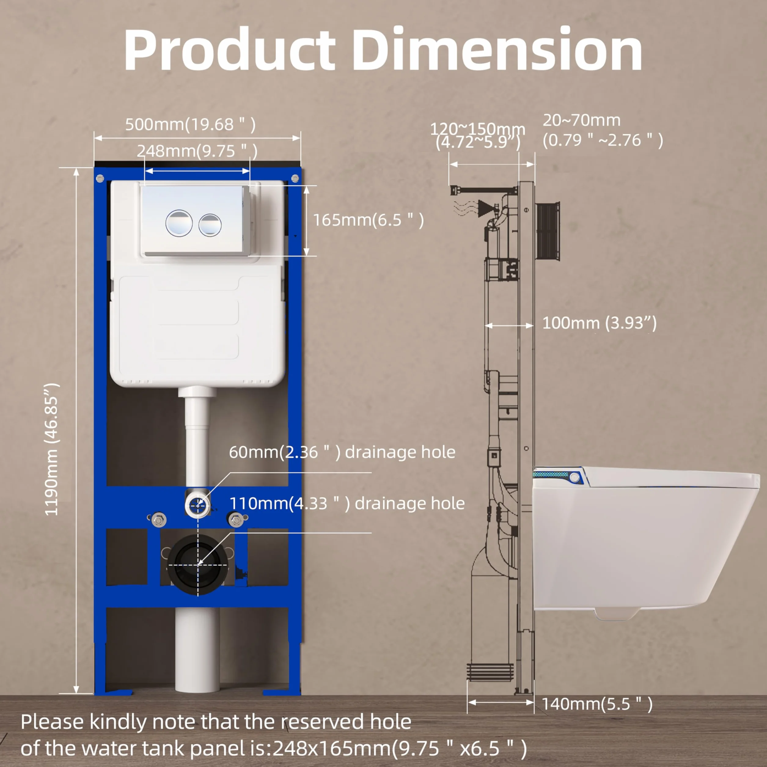 MEJE # MZE014P spłuczka podtynkowa z płytą sterującą Dual-Flush, biała (kompatybilna z inteligentną toaletą wiszącą na ścianie #MZE014P)