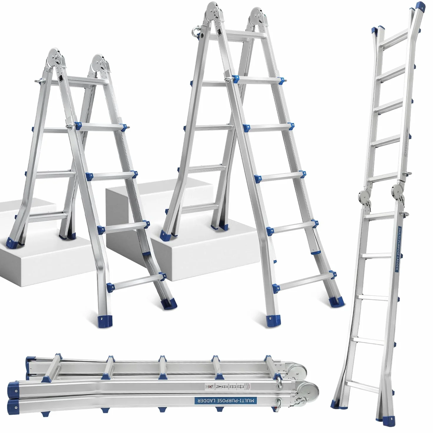 Aluminiowa drabina wielofunkcyjna teleskopowa 513 cm 4x5 szczeble 150 kg