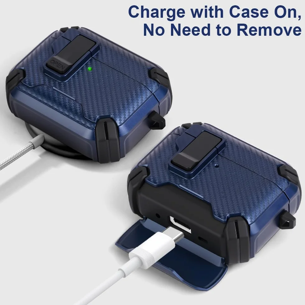 Etui na AirPods-Pro 3, etui magnetyczne typu pop-up, pełna ochrona z karabińczykiem, kompatybilne z, odporne na upadki i zarysowania, bezpieczne zamknięcie, łatwe otwieranie