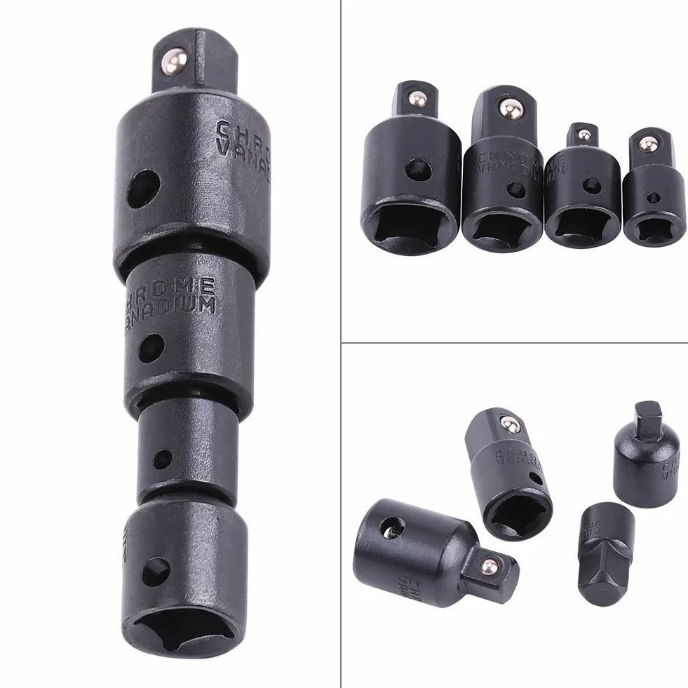 4 szt. gniazda śrubokręt konwerter reduktor zestaw czarny klucz nasadowy adaptery 1/2", 3/8", 1/4"