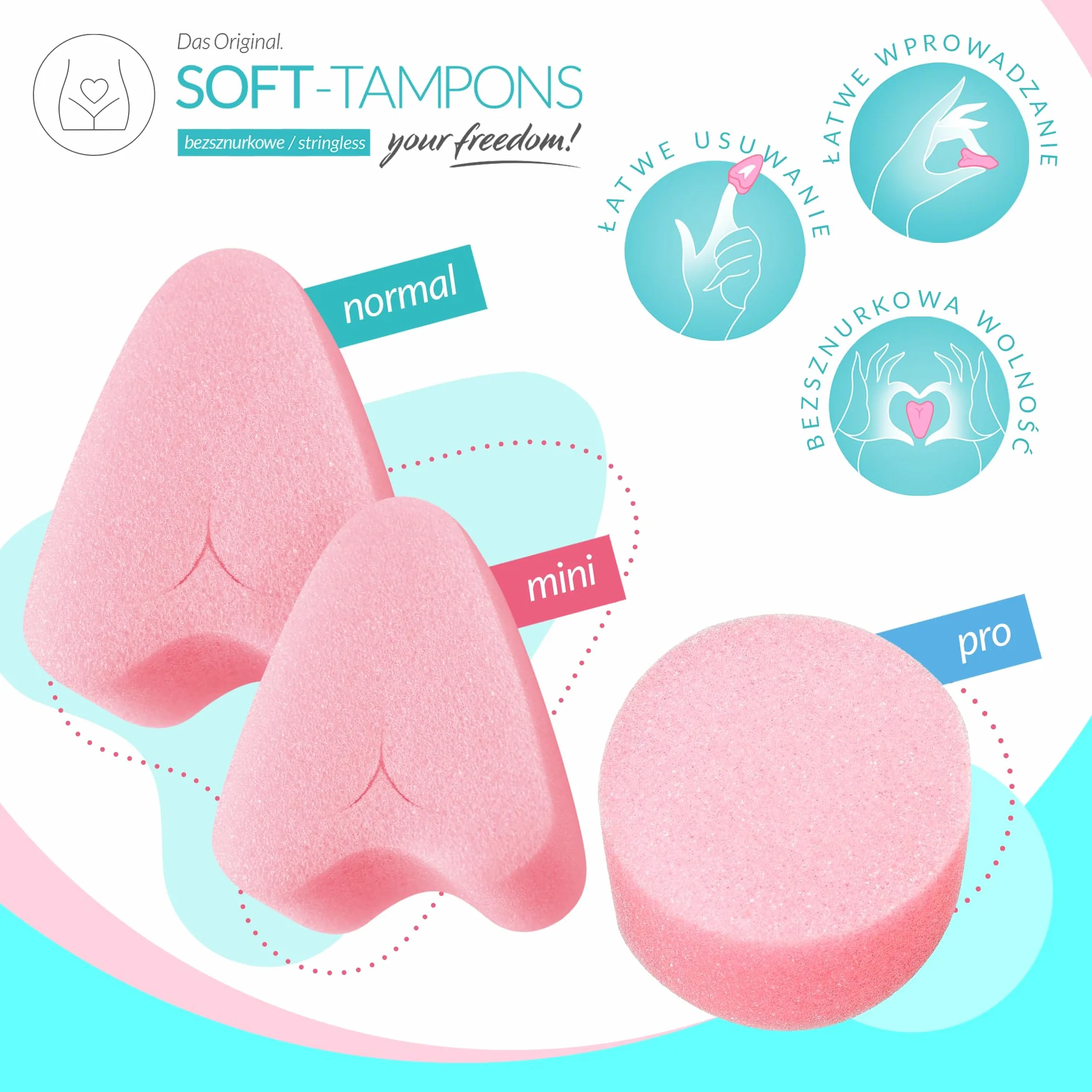 JOYDIVISION Soft-Tampons mini I 3 sztuki I Tampony bez sznurka do sportu, pływania i Spa I Gąbeczka menstruacyjna ultra soft I Łatwe wprowadzanie i usuwanie I Miękki tampon bez sznurka