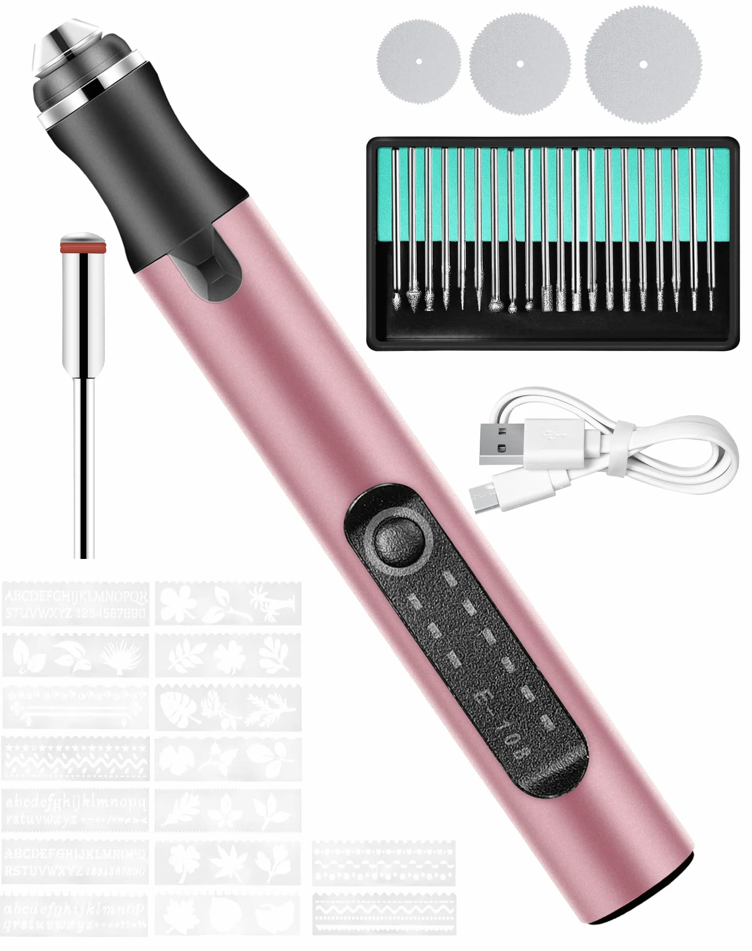 Elektryczny rysik grawerski Wielofunkcyjny zestaw narzędzi grawerskich, ZITFRI Mini grawer do grawerowania z akcesoriami do grawerowania, ładowalny rysik do grawerowania do majsterkowania na metalu