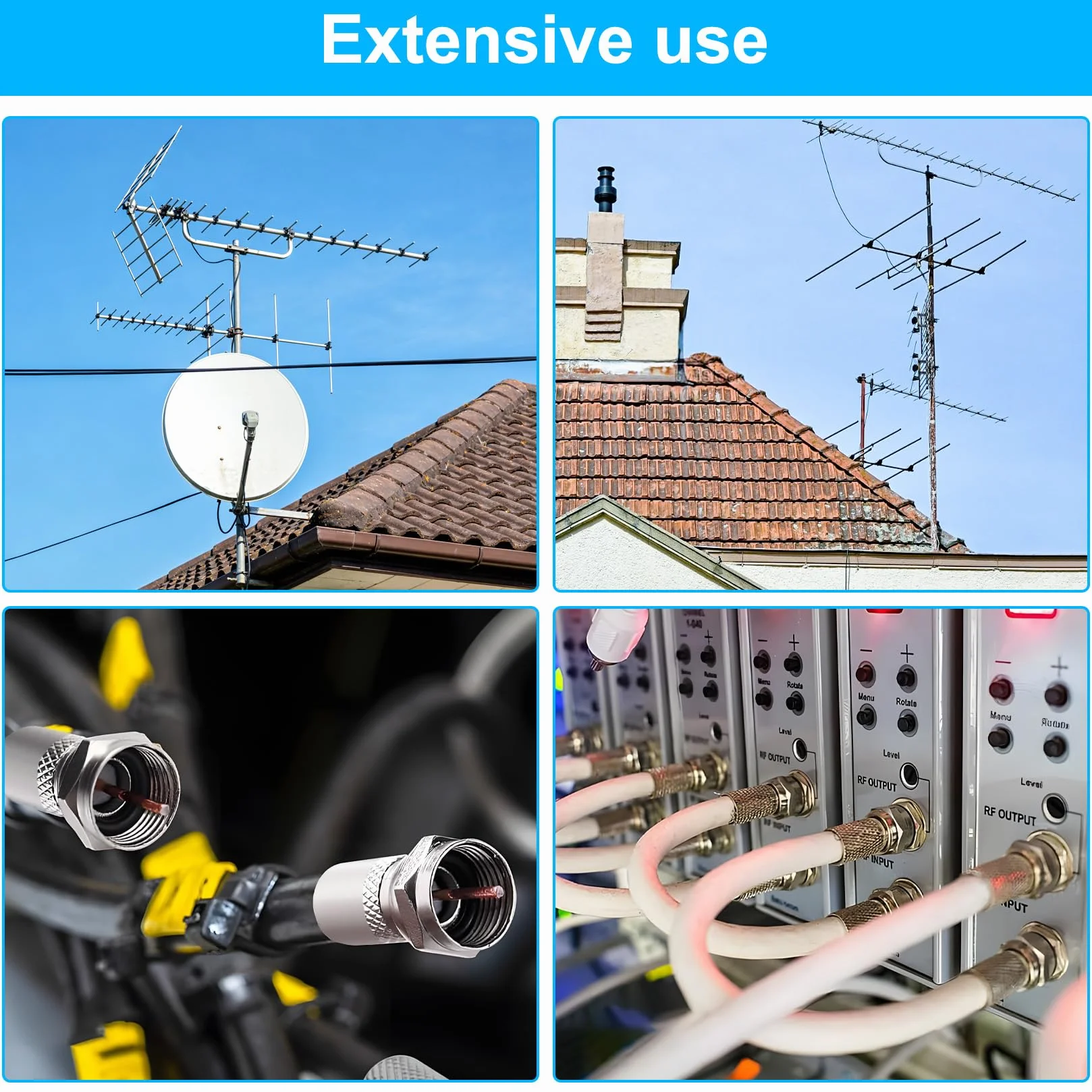 20 sztuk wtyków antenowych TV koncentrycznych, złącze kabla satelitarnego, adapter powietrza do TV F męski/żeński zestaw wtyczek koncentrycznych do telewizora, złącze F do kabla satelitarnego, kabla