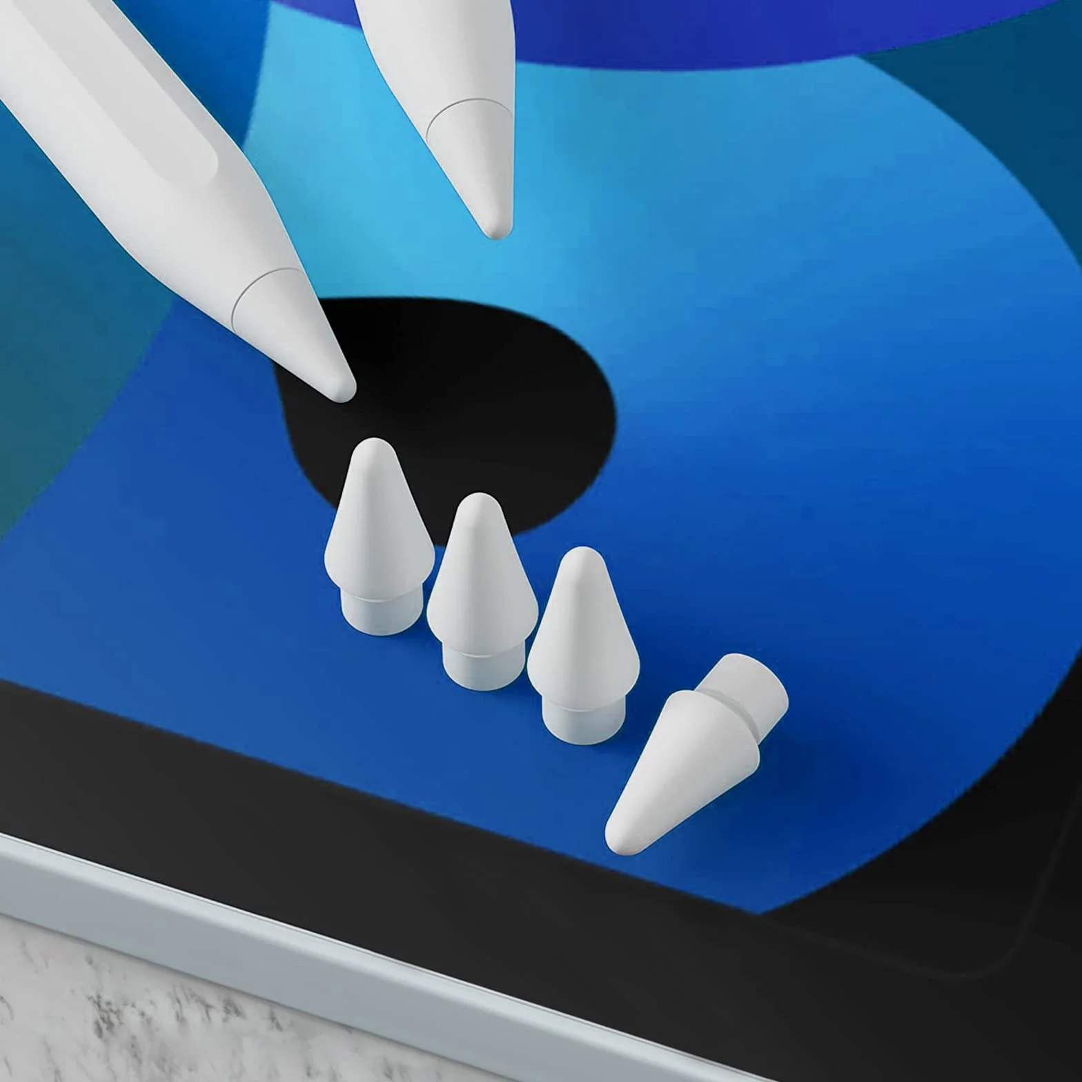 Newaner 4 szt. Końcówka kompatybilna z Apple Pencil 1 i 2 Generacja, końcówki Apple do iPada Pro Apple Pencil 1 i 2, wymienne końcówki z 4 silikonowymi końcówkami i pudełkiem do przechowywania