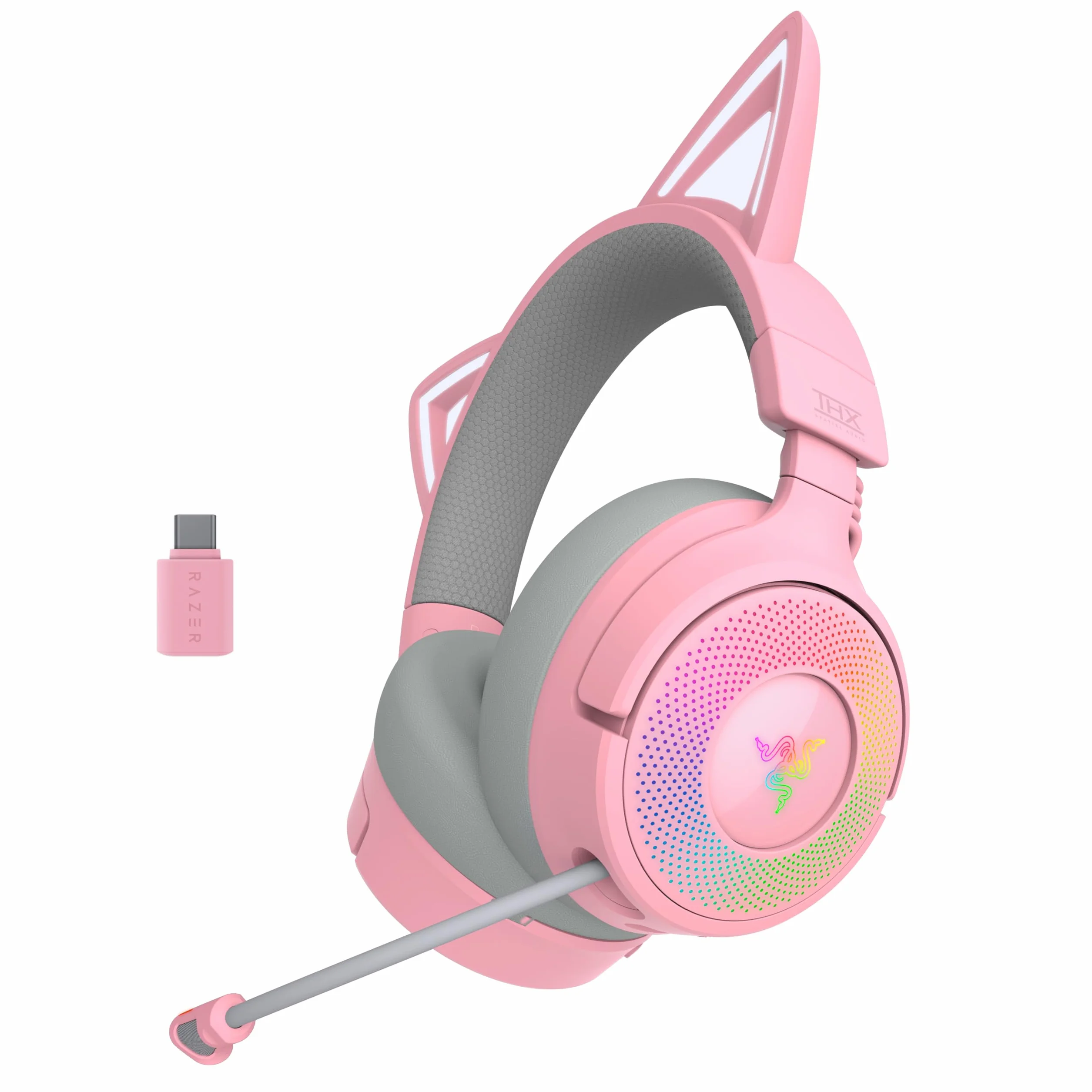 Razer Kraken Kitty V3 Pro bezprzewodowy zestaw słuchawkowy RGB do gier Triforce 40 mm Hyperspeed Bluetooth Quartz