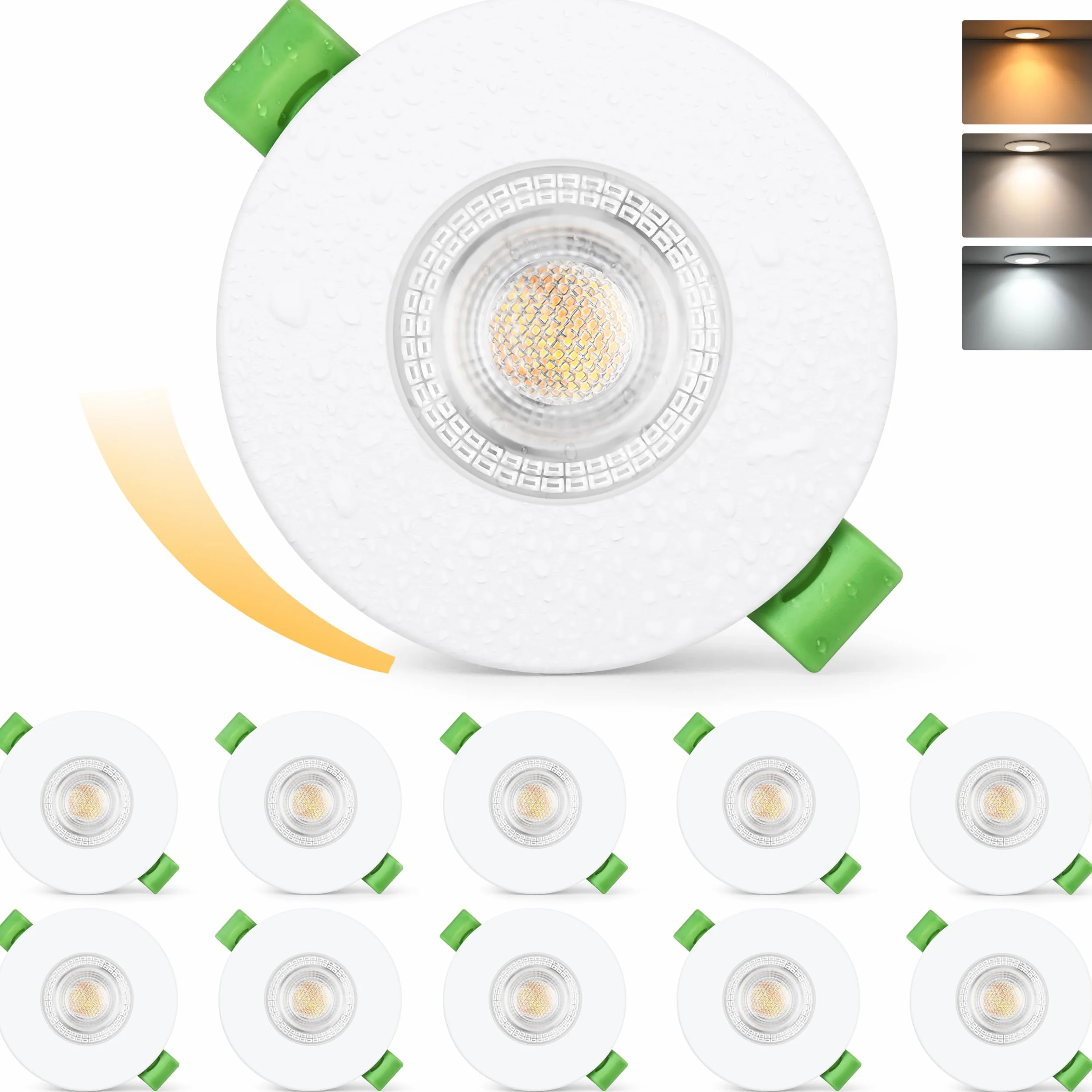 KYOTECH Reflektor LED 230 V z możliwością ściemniania 60–75 mm, reflektor LED 7 W 770 lm, bardzo płaski, reflektor sufitowy 2700 K/4000K/6000K, oświetlenie wpuszczane IP65 do łazienki Balkon do salonu