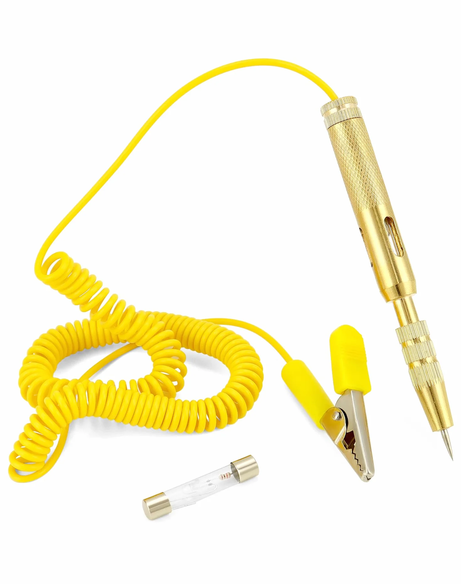 QWORK® Tester napięcia samochodowego 6 V, 12 V, 24 V, z lampą kontrolną, tester napięcia samochodowego z zaciskiem krokodylkowym, do samochodów i motocykli