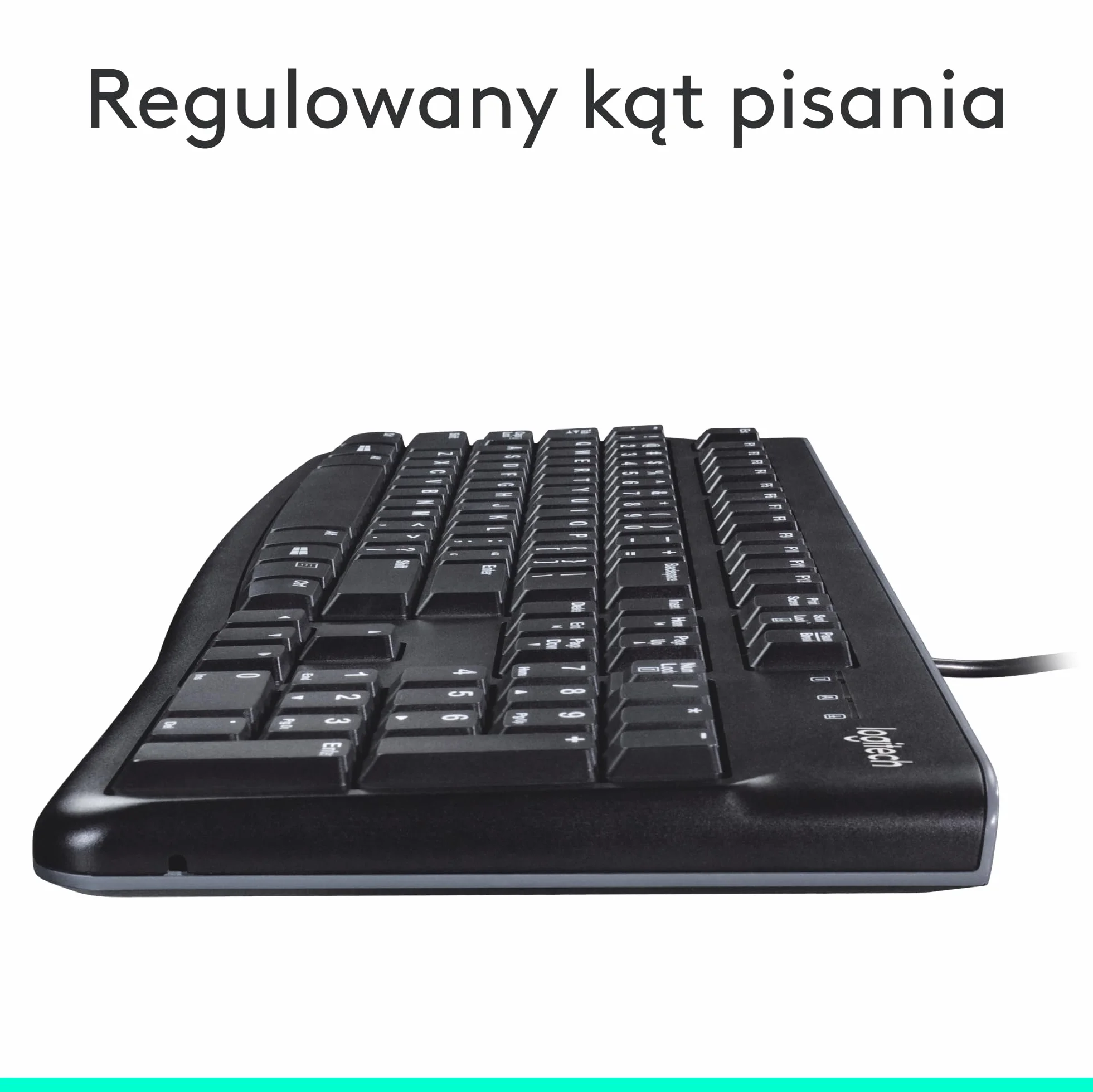 Logitech K120 Klawiatura Przewodowa dla systemu Windows, USB Plug-and-Play, pełnowymiarowa, odporna na zalanie, zakrzywiona spacja, zgodna z PC, laptopem, QWERTY układ US international - Czarny