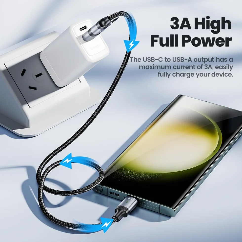 Toocki Kabel USB C do USB C 2 w 1 60W Szybkie Ładowanie PD Kabel z Adapterem USB A 1.2m Pleciony Nylon Przewód do Transmisji Danych Kompatybilny z iPhone 16/17, MacBook, iPad, Galaxy, Xiaomi, Szary