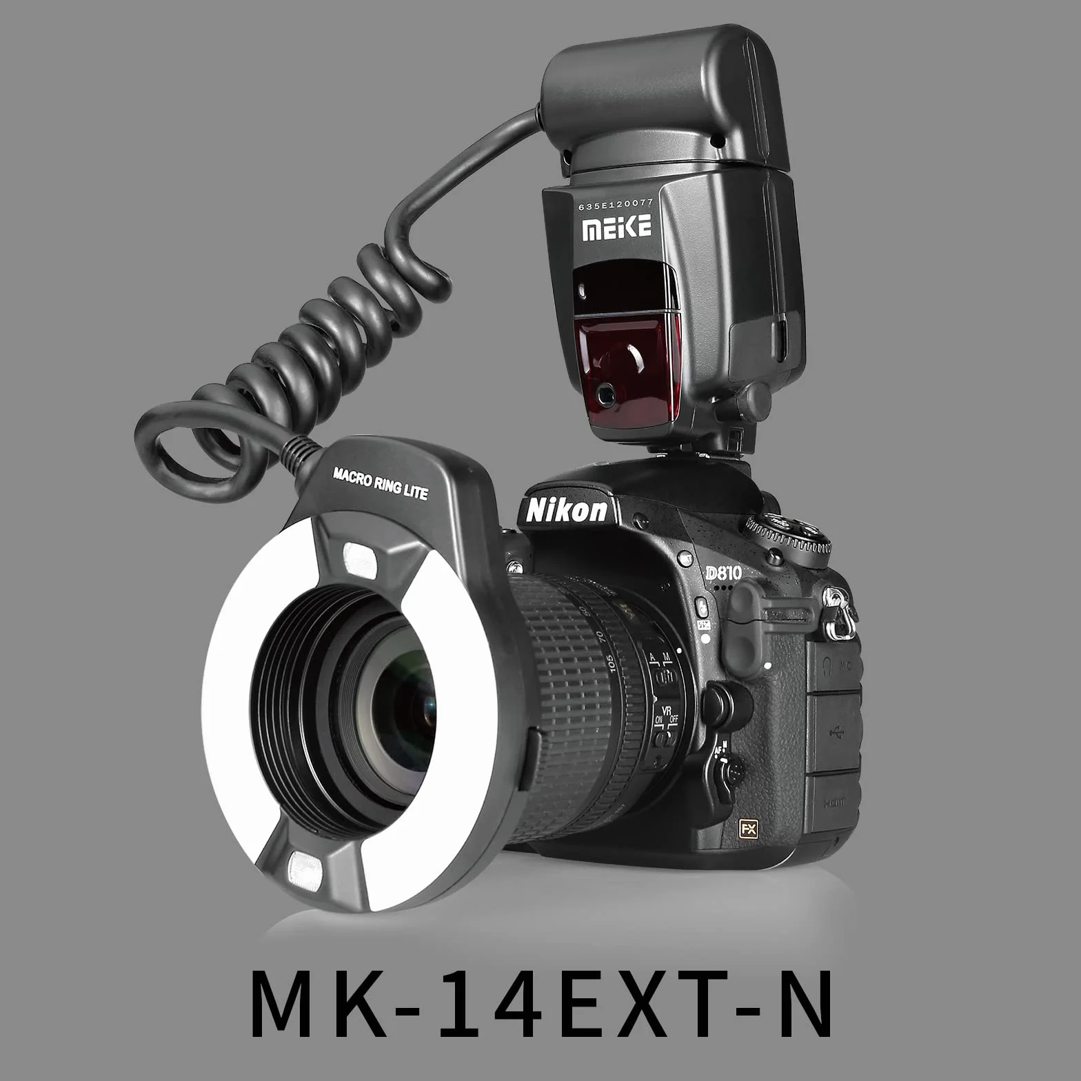 Meike MK-14EXT-N I-TTL Makro Ring Lite lampa błyskowa z pomocniczym światłem AF LED do aparatu Nikon D5100 D3200 D3300 D5200 D90 D850 D3500
