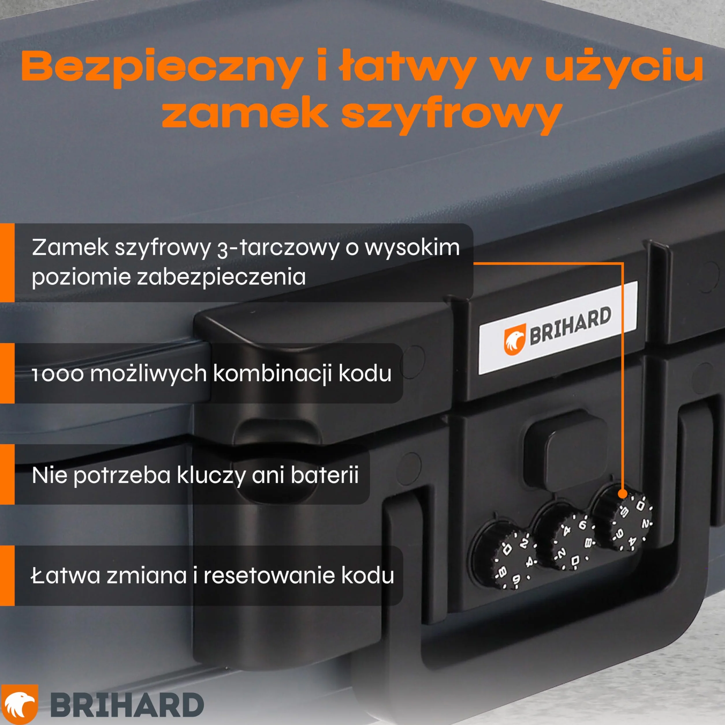 Przenośna kaseta certyfikowana 2125N, A4 - Wodoodporna i ognioodporna skrzynia do przechowywania cennych przedmiotów i dokumentów z zamkiem szyfrowym i uchwytem, W 16.5 x S 44 x G 36.8 cm
