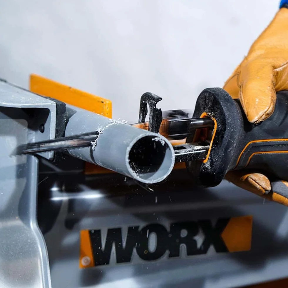 WORX WX500.9 Akumulatorowa Piła Szablasta 20 V, Piła Akumulatorowa do Cięcia Drewna, Pcw, Stali itp., Regulowana Płyta Podstawy, Zmienna Prędkość