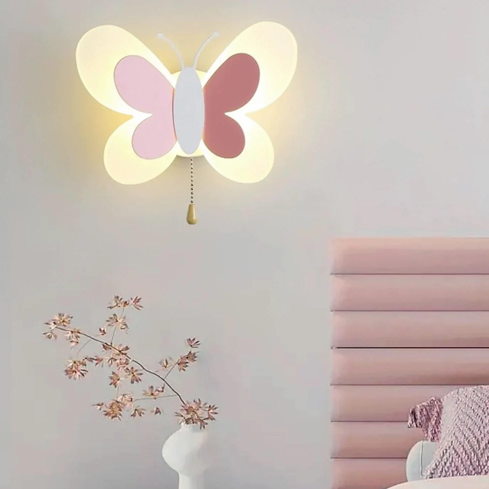 AoLa Kinkiet LED do Pokoju Dziecięcego Kreatywne Wnętrze Lampa Ścienna z Włącznikiem 17W Ściemnialna Akrylowa Lampa Motylkowa Dziecięca Lampka Nocna Dekoracyjna Lampka Nocna do Sypialni Korytarz