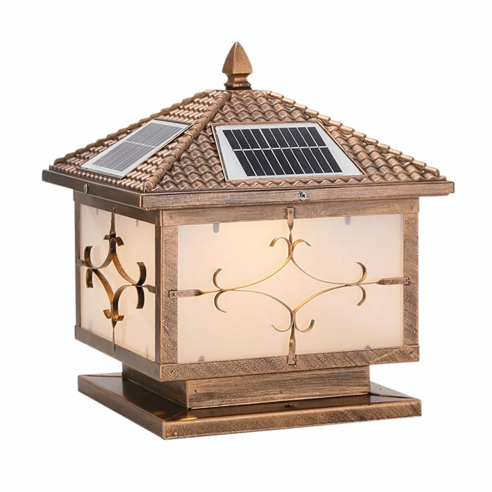 Klasyczne lampy solarne na słupki zewnętrzne szkło duża kolumna lampa wodoodporna oprawa filarowa oświetlenie krajobrazu solarne światła ścieżki światła pokładowe zasilane energią słoneczną do