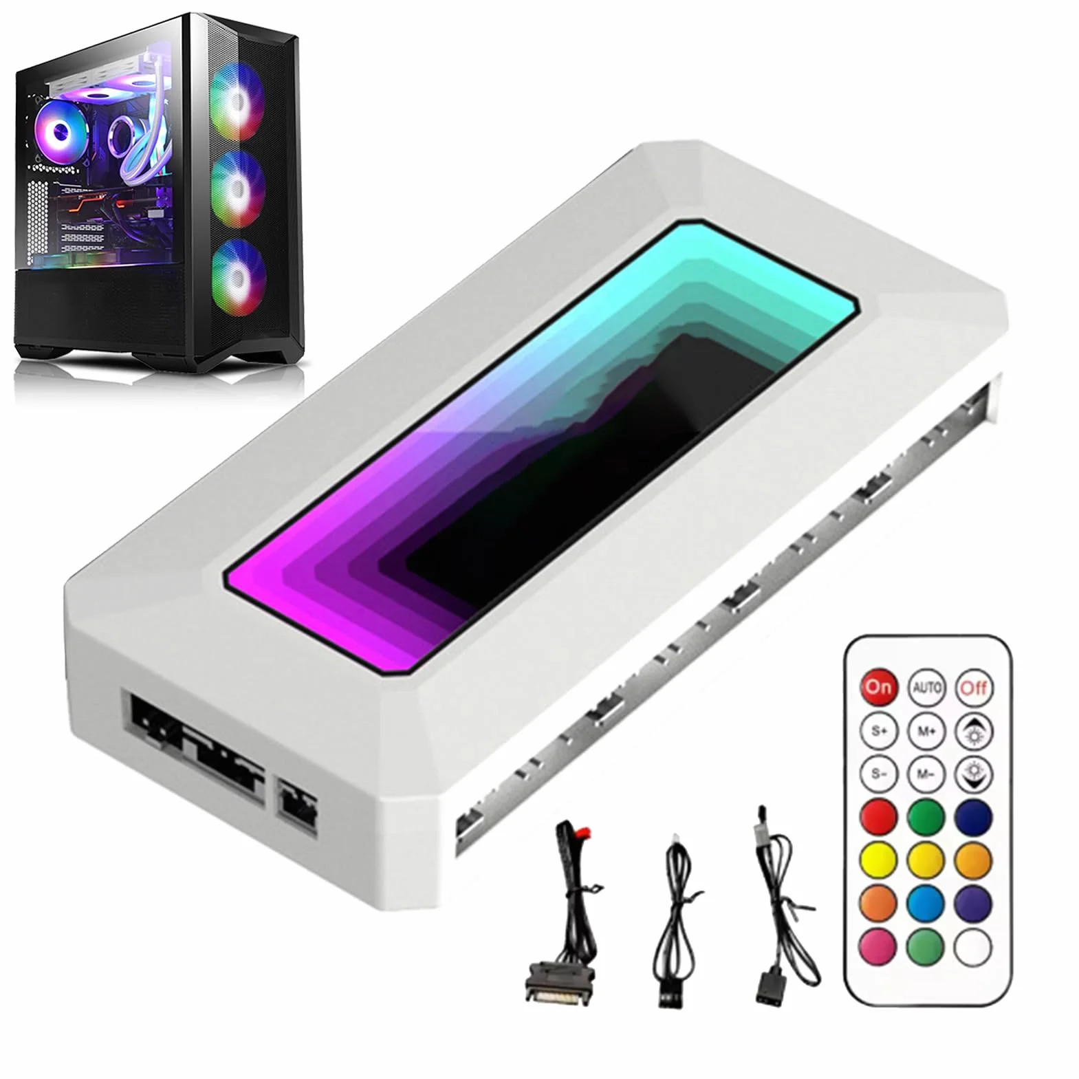 ARGB Controller Hub, 8-Port Motherboard Fan Controller 11.4x5.5x2cm, PWM Smart Temperature Control, Prism Algorithm RGB Splitter for PC Cooling and Customization