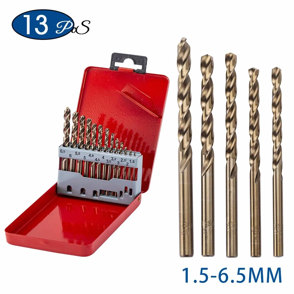 13 sztuk/zestaw M35 Cobalt Twist Wiertło Zestaw 1.5mm 3.2mm 3.5mm HSS Wiertła wiertniczego Zestaw do metalu ze stali nierdzewnej metalowe drewno YIJIAN