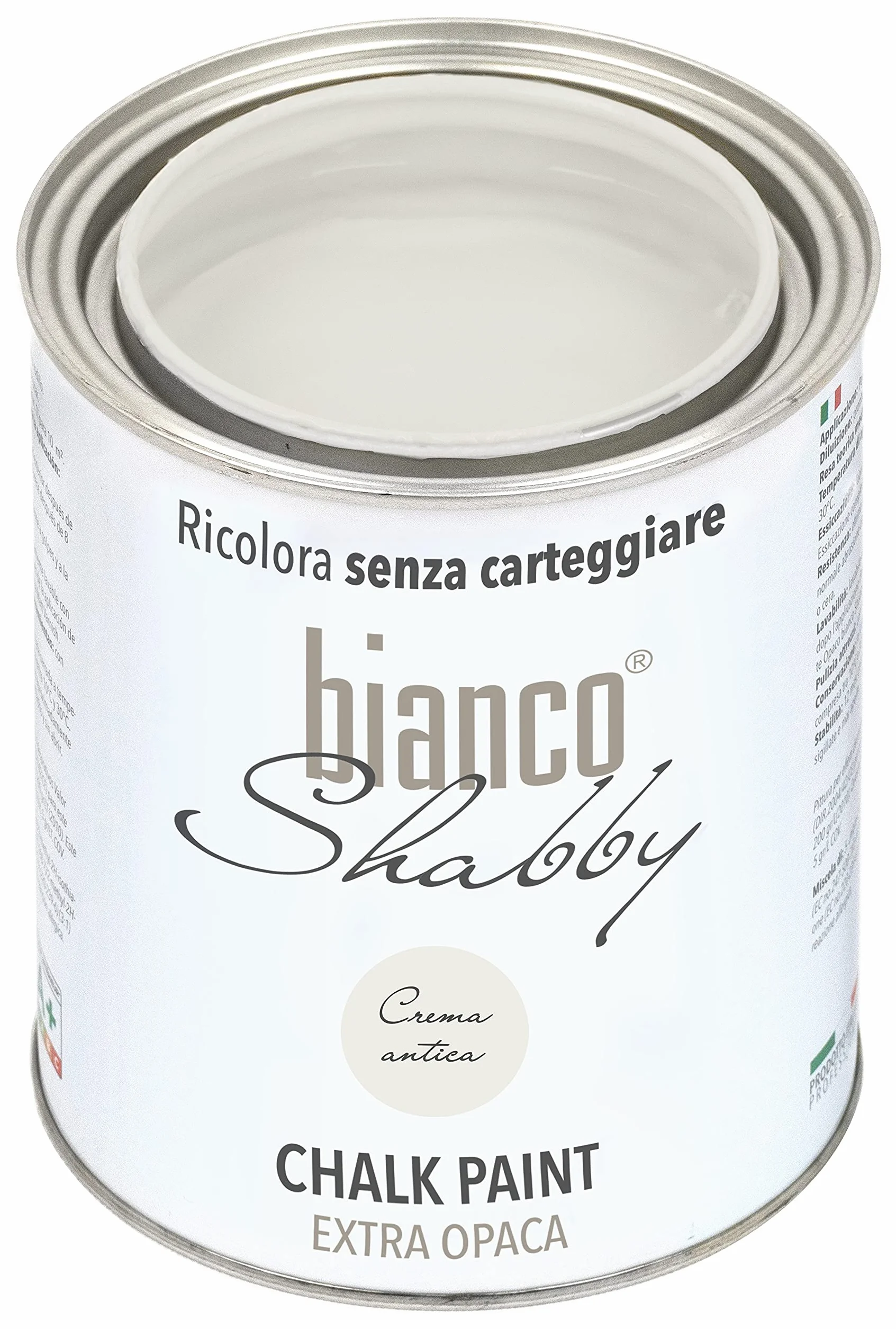 bianco Shabby® Crema Antica farba kredowa na bazie wody do wszystkich powierzchni – bardzo matowe wykończenie (1 litr)