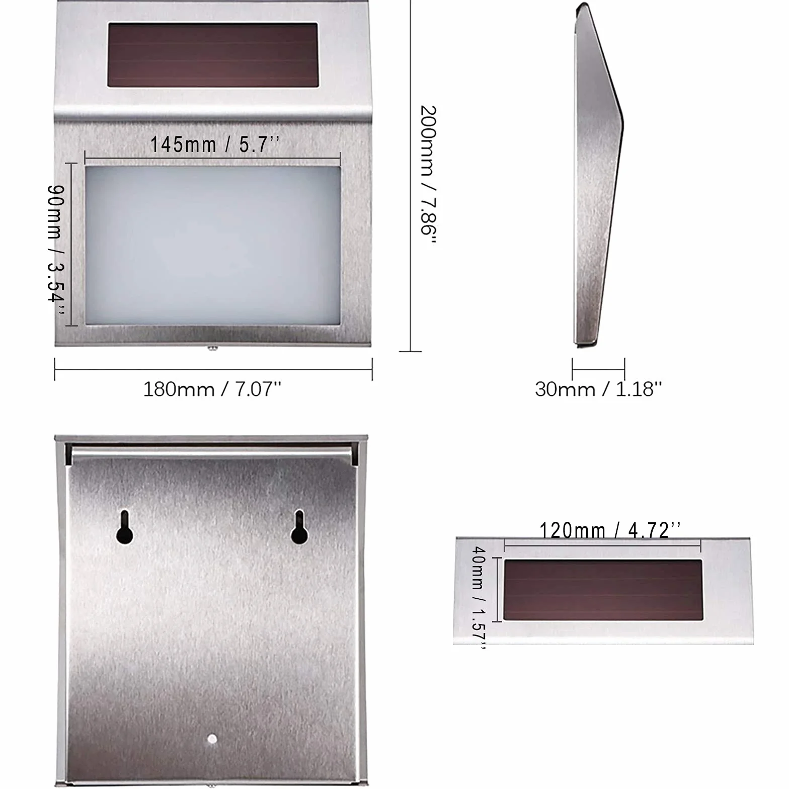 2 diody LED ze stali nierdzewnej, zasilany energią słoneczną, z wyłącznikiem zmierzchu IP65, wodoszczelny, do użytku na zewnątrz, z numerami 0-9 i literami A-H