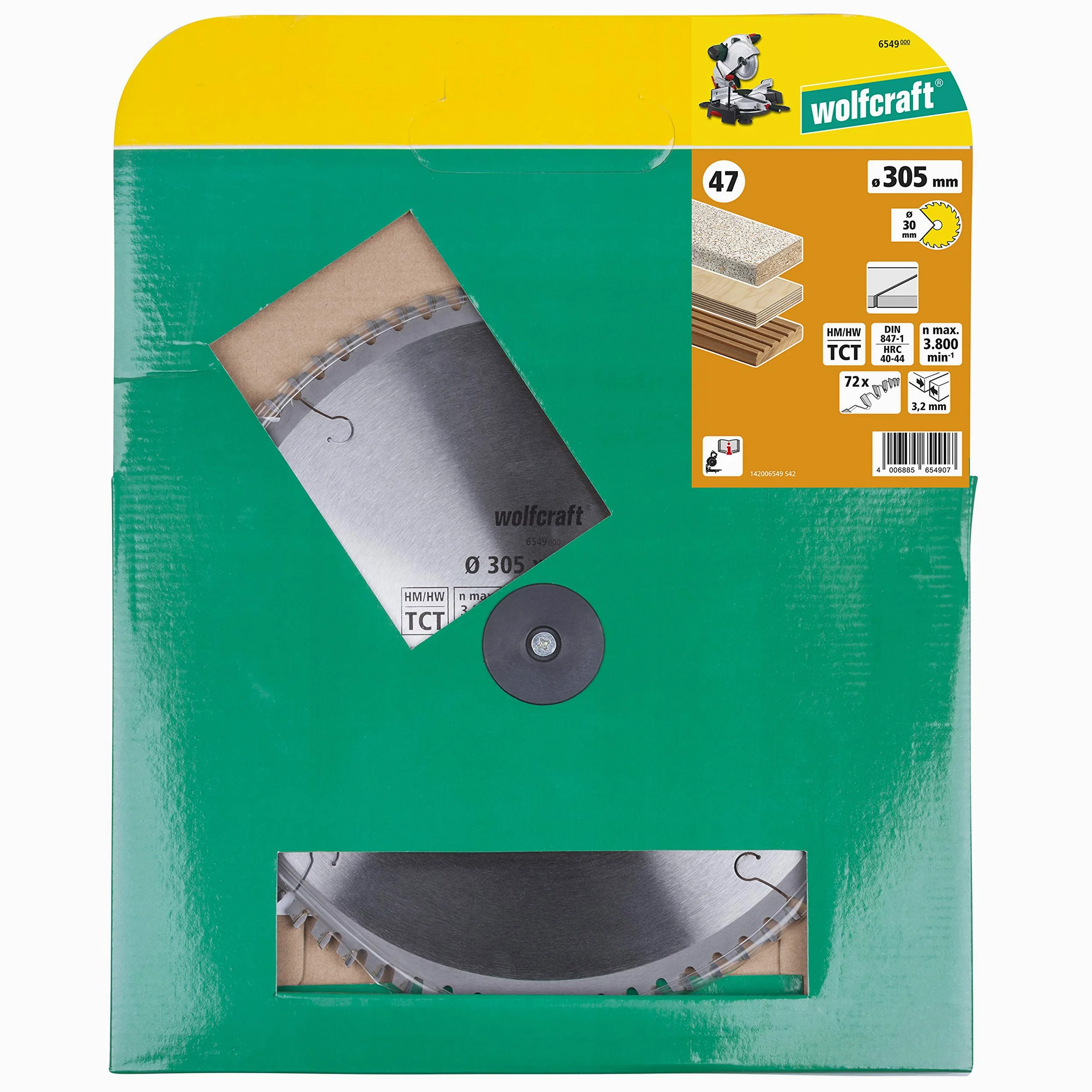 wolfcraft 6549000 brzeszczot do cięcia ukośnego i ukośnego ø 305 mm - delikatne, czyste cięcia