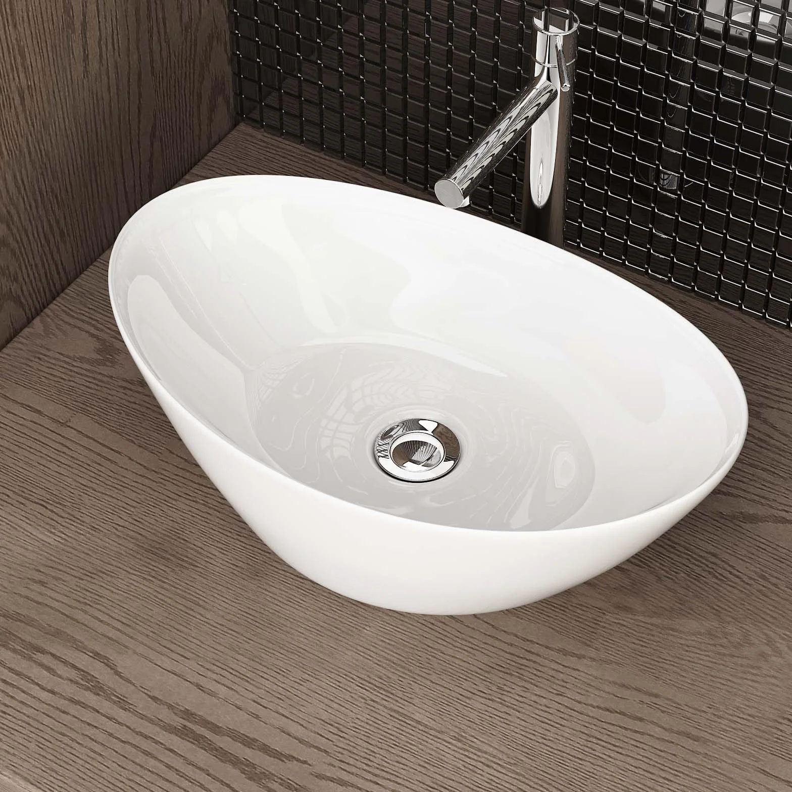 Ceramiczna umywalka stołowa do toalety dla gości Waschbecken24 (biały / A689, 45x28x15cm)