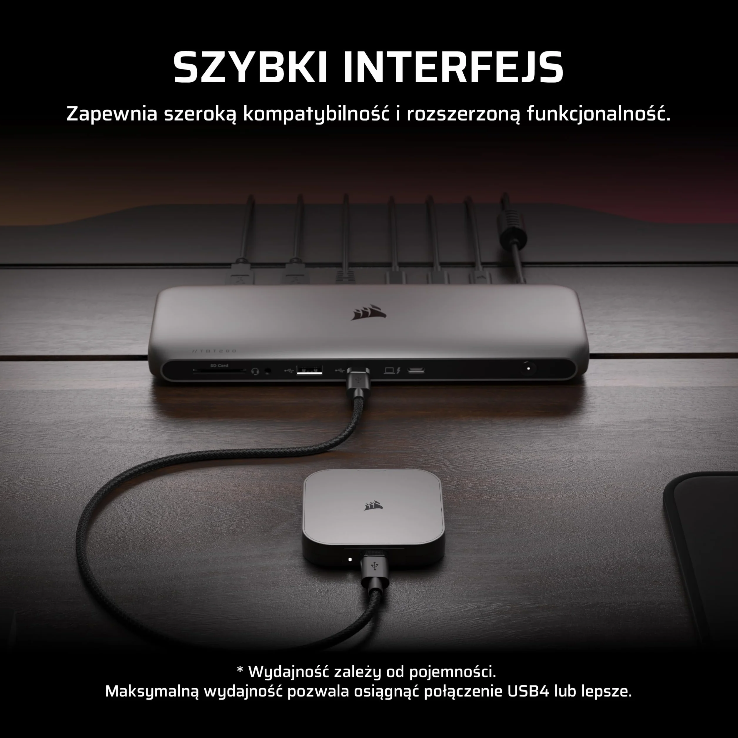 CORSAIR EX400U 2TB Przenośny SSD USB4 — USB Typ-C, USB4/USB 3.2 Gen2x2, do 40 Gb/s, Plug and Play, MagSafe, kabel USB-C (USB4) — Windows PC, Mac iOS — Szary