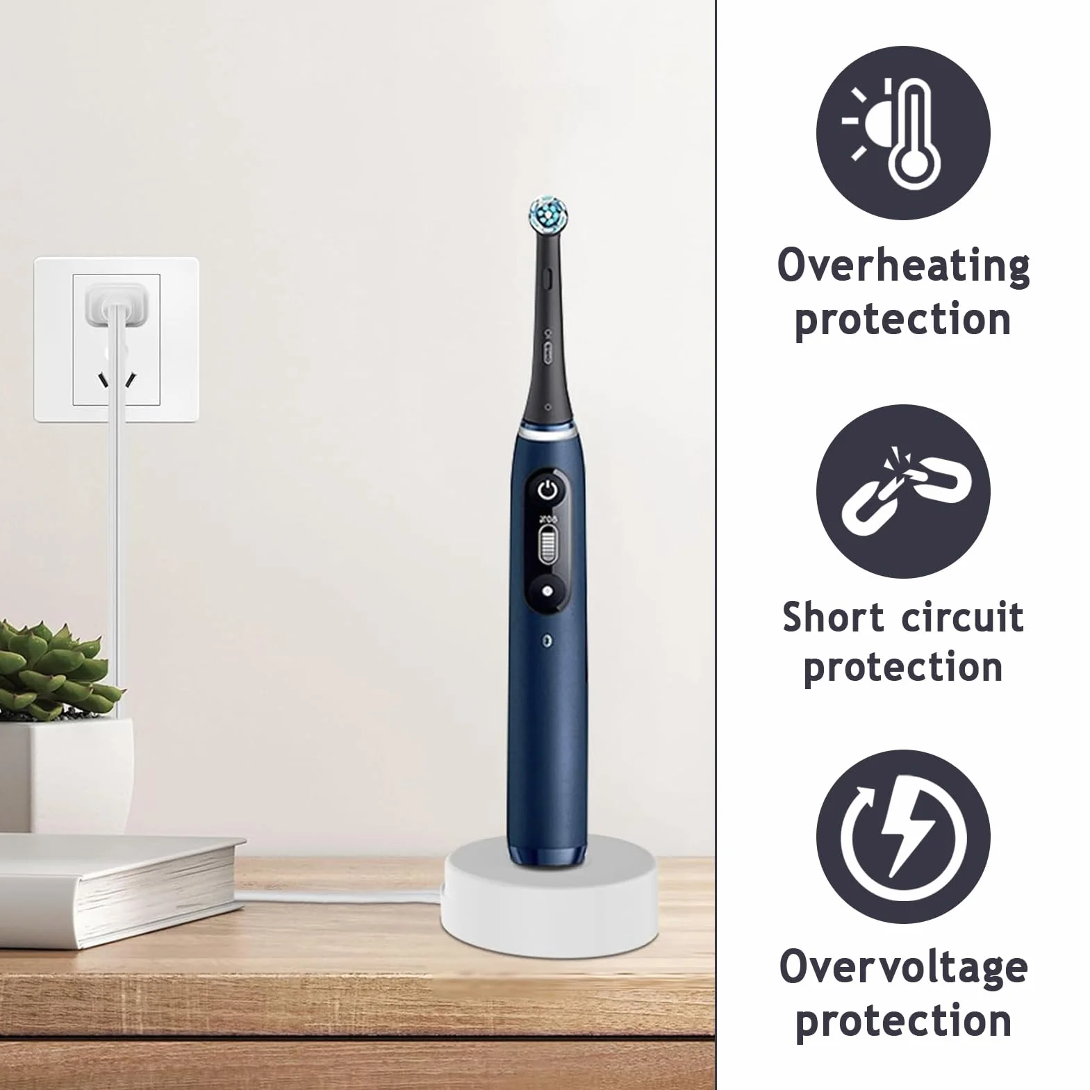 Stacja Ładowania Kompatybilna z Braun Oral-B iO Series 7 8 9, Ładowarka do Serii Oral B iO, Kabel USB, Zamiennik Modelu 3768, Charging Base