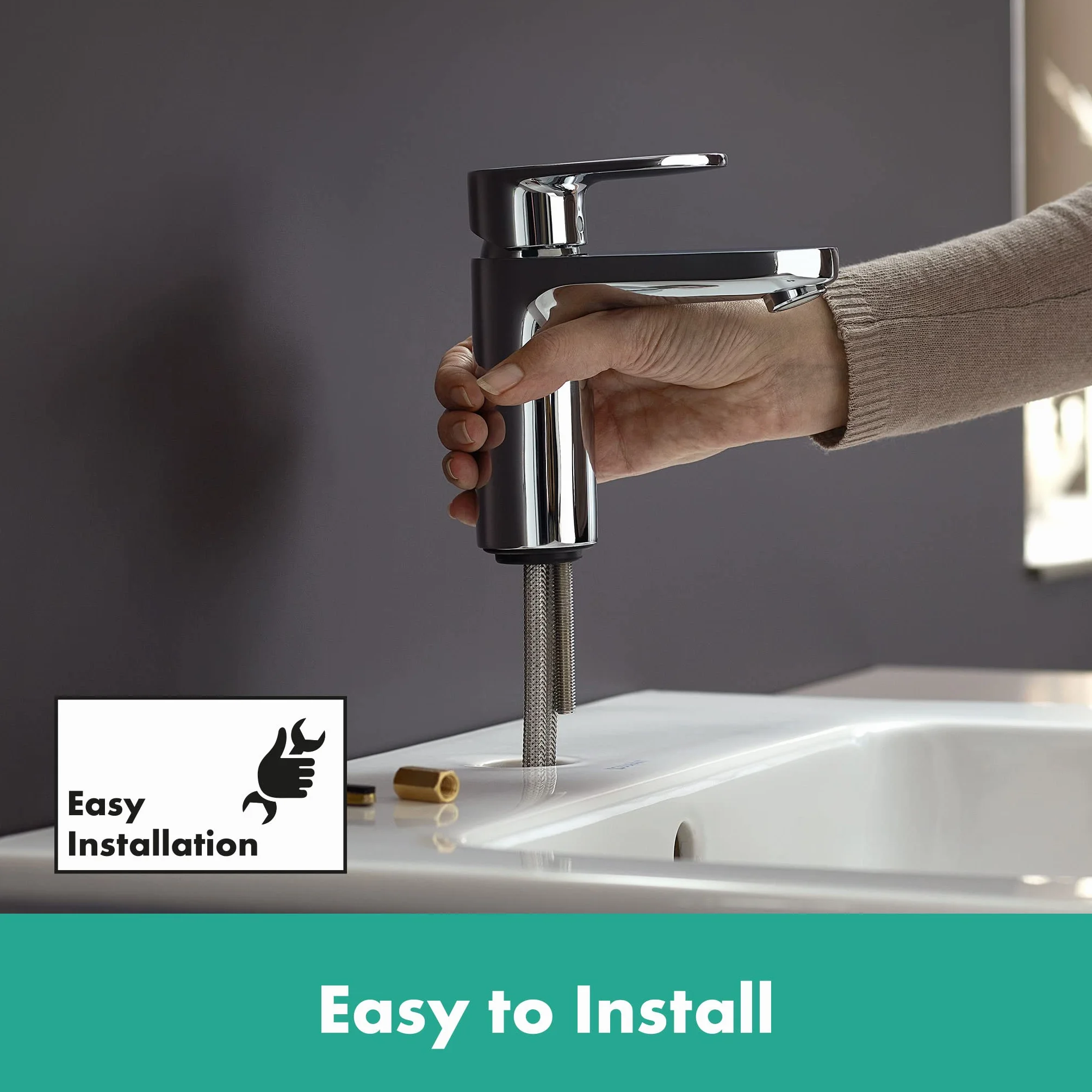 hansgrohe Vernis Blend - jednouchwytowa bateria umywalkowa z zestawem odpływowym, kran łazienkowy z wylewką 88 mm, oszczędność wody (EcoSmart), chrom, 71551000